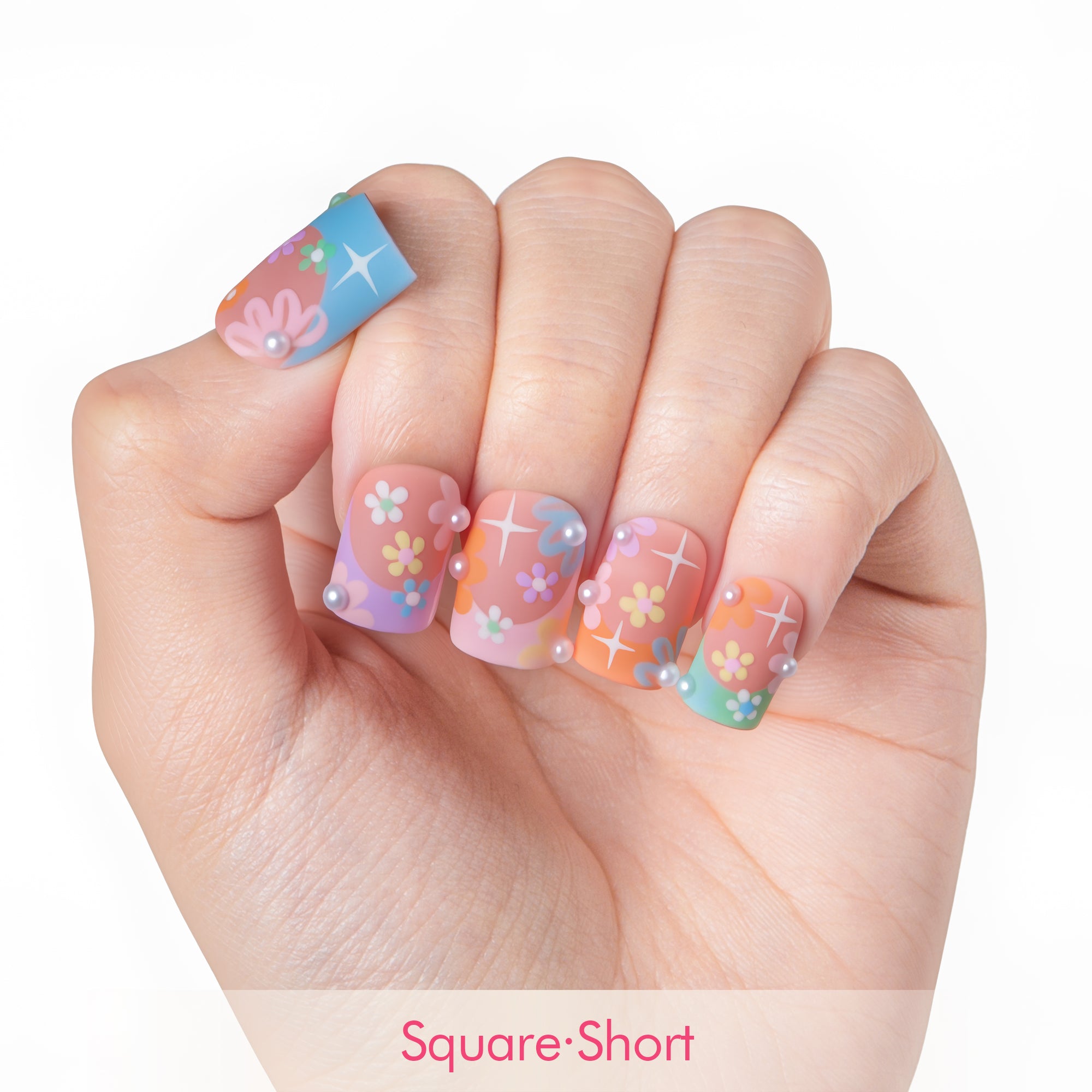 Summer Breeze Blue French Tip Handmade Nails H216