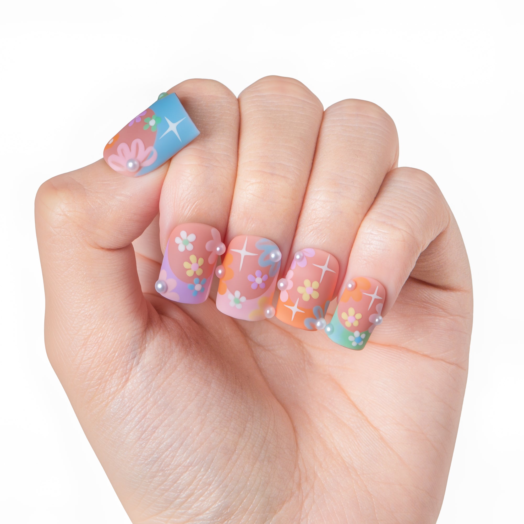 Summer Breeze Blue French Tip Handmade Nails H216