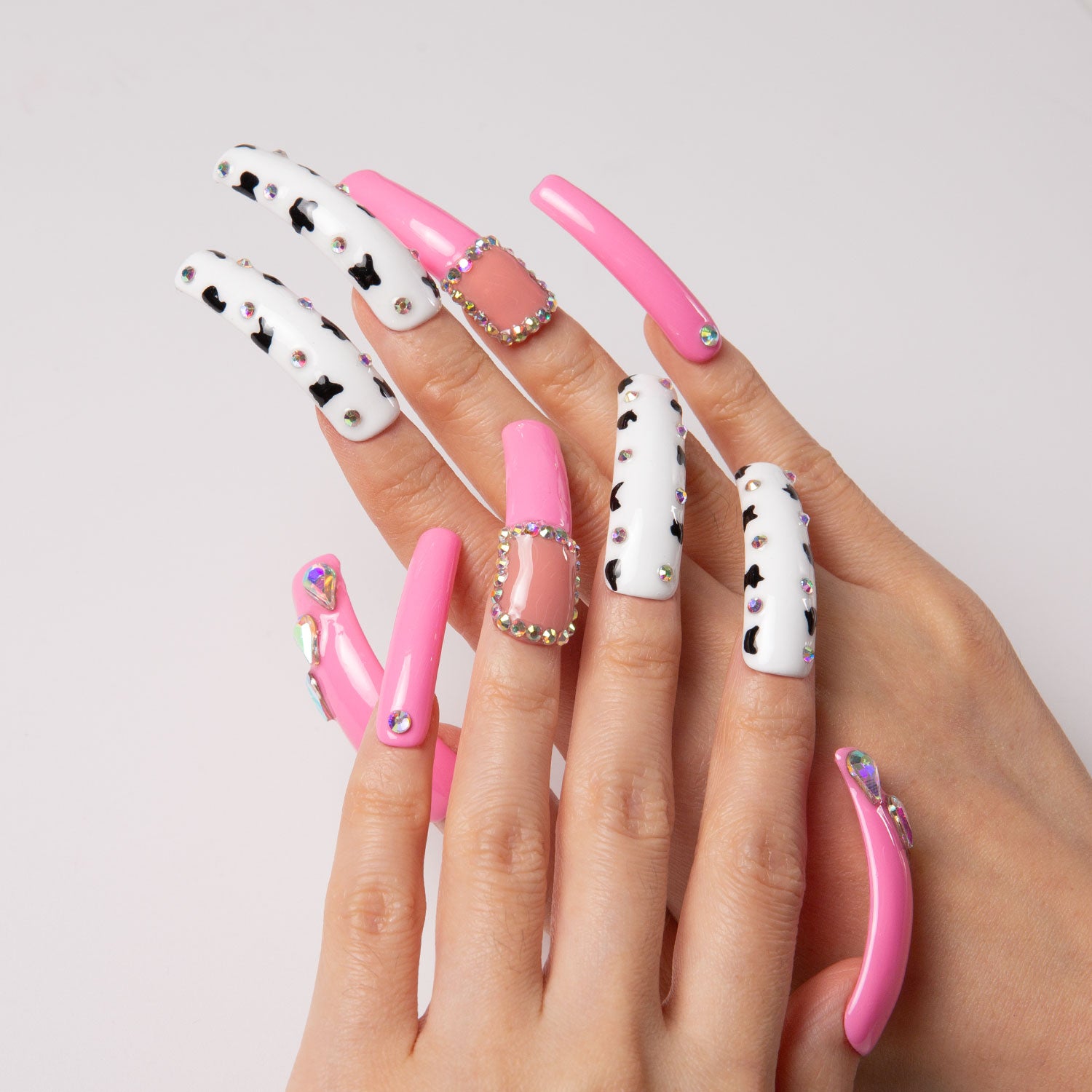 Strawberry Cow Handmade Curve Nails H217 RTS