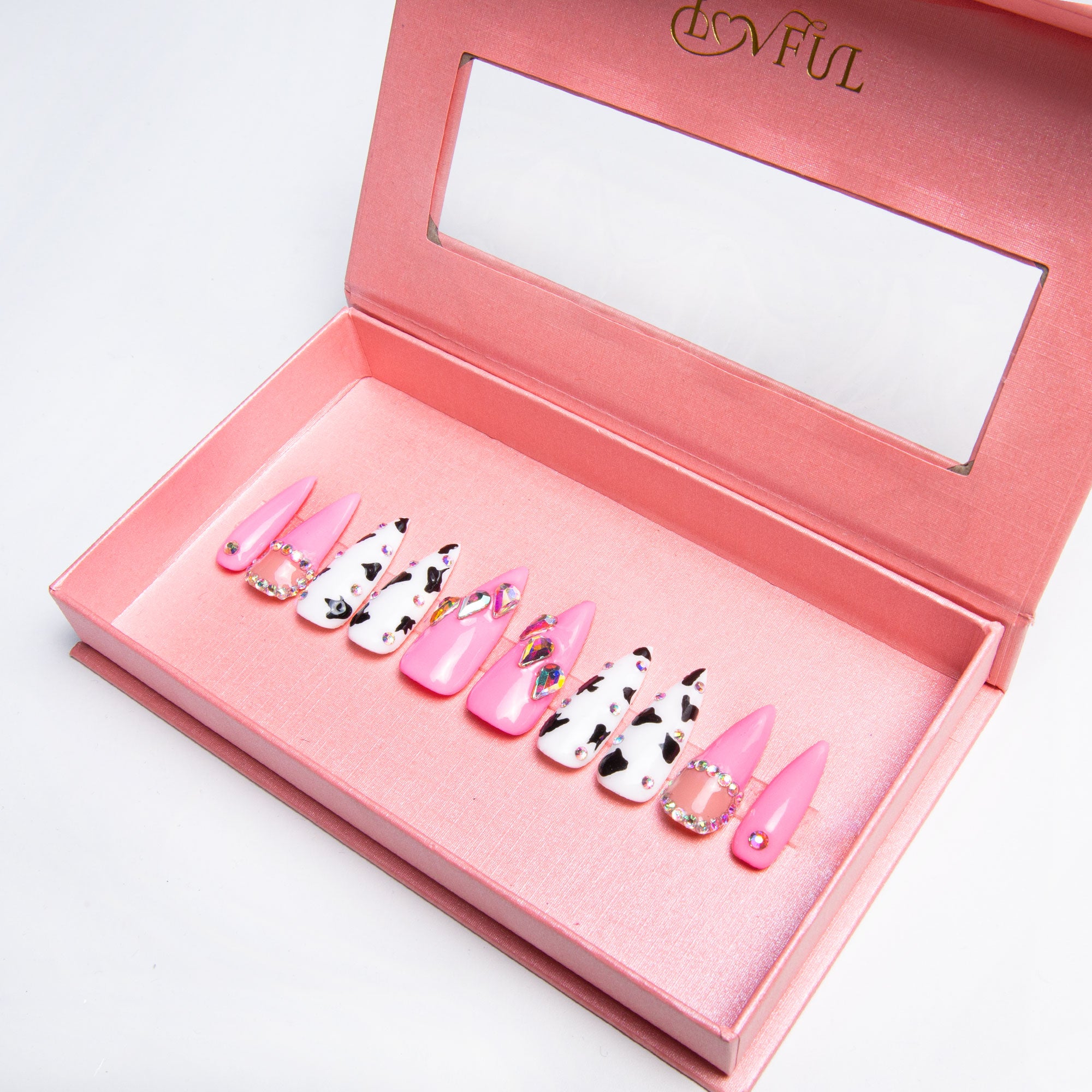 Strawberry Cow Handmade Nails H217