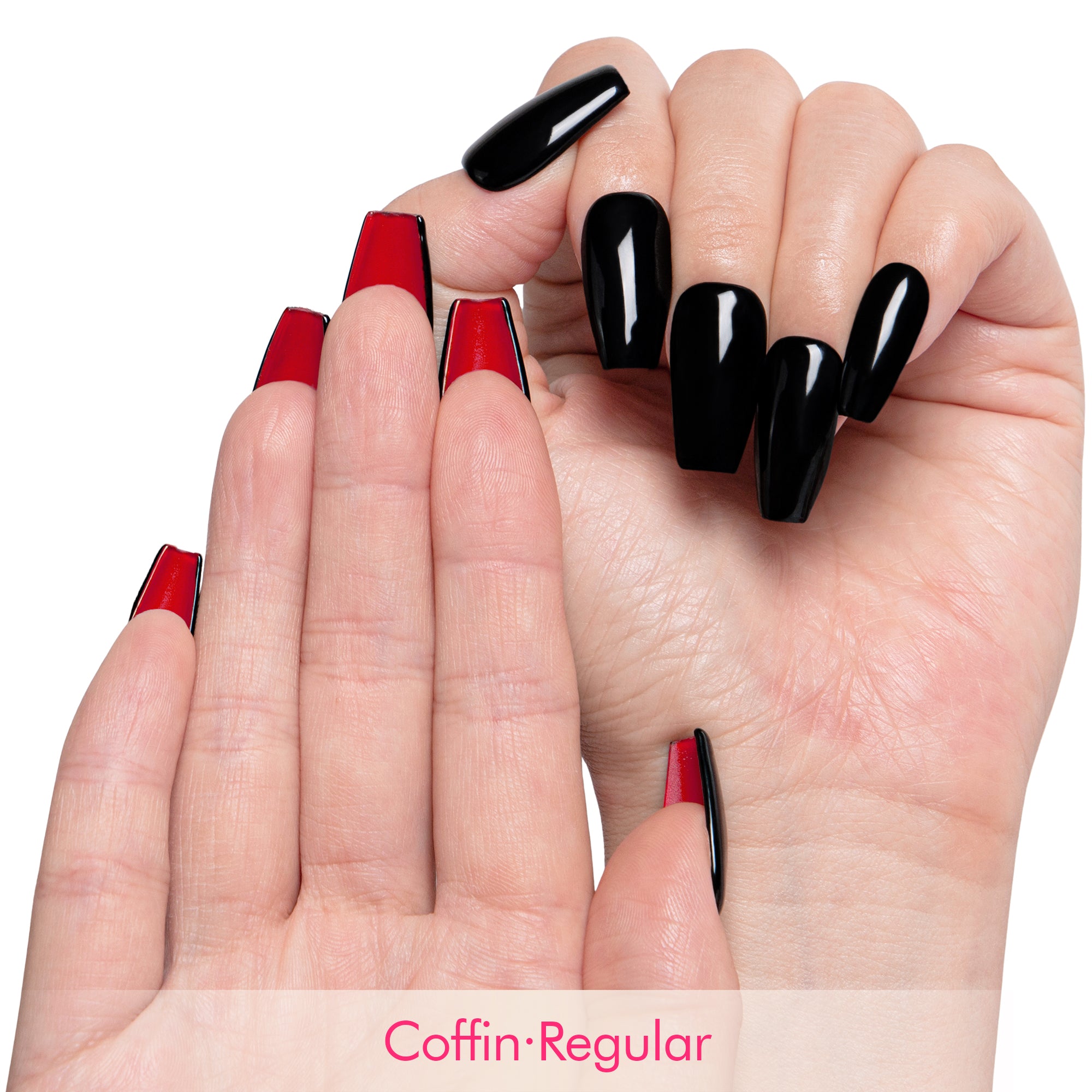 Red Sole Black and Red Handmade Nails H22