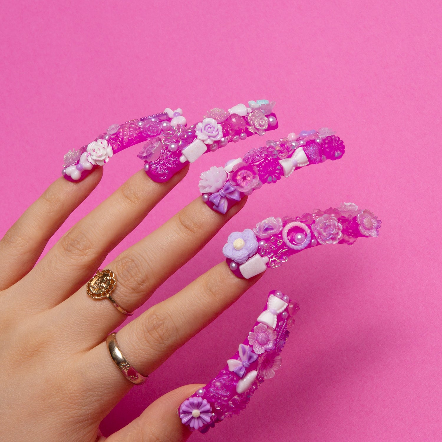 Purple Glow Magic Handmade Nails GLOW IN THE DARK 24pcs H221