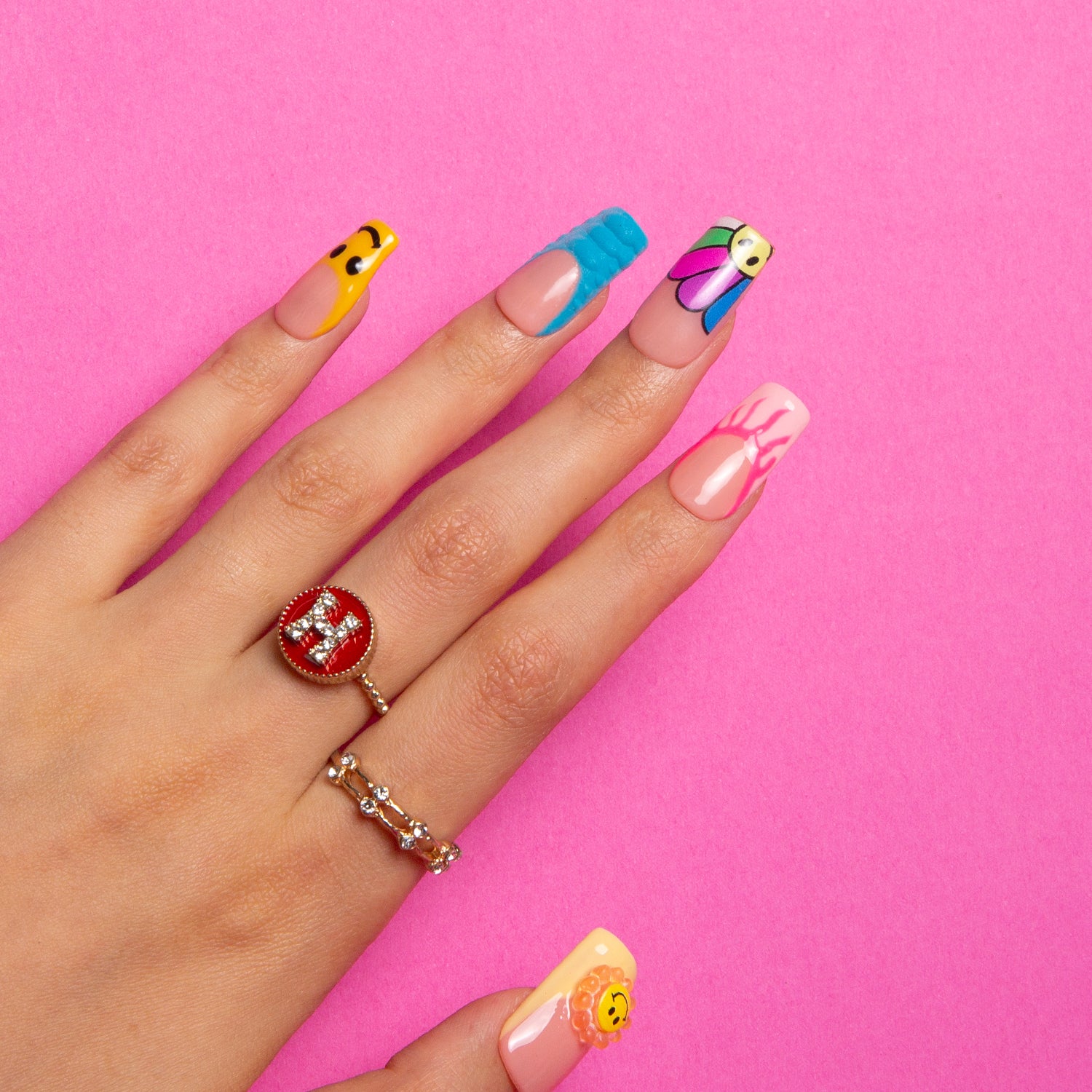 Sunny Pop Handmade Square Nails H222