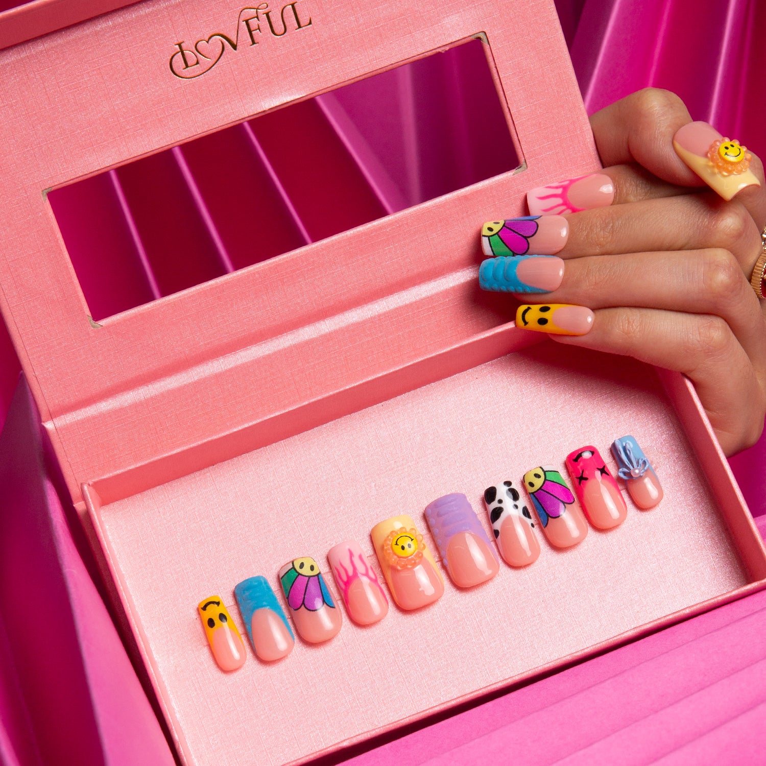 Sunny Pop Handmade Square Nails H222