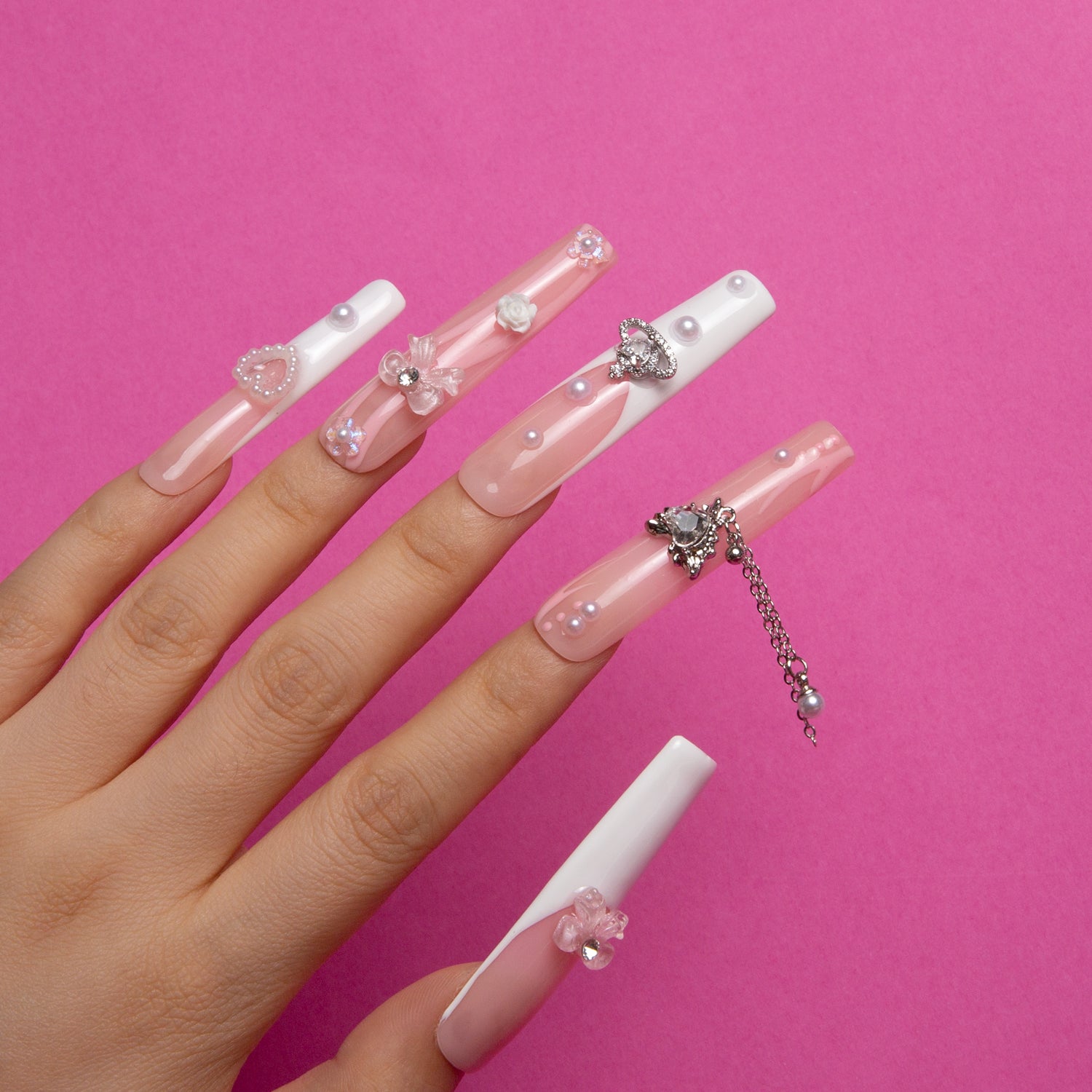 Love and Light Handmade Square Nails H223