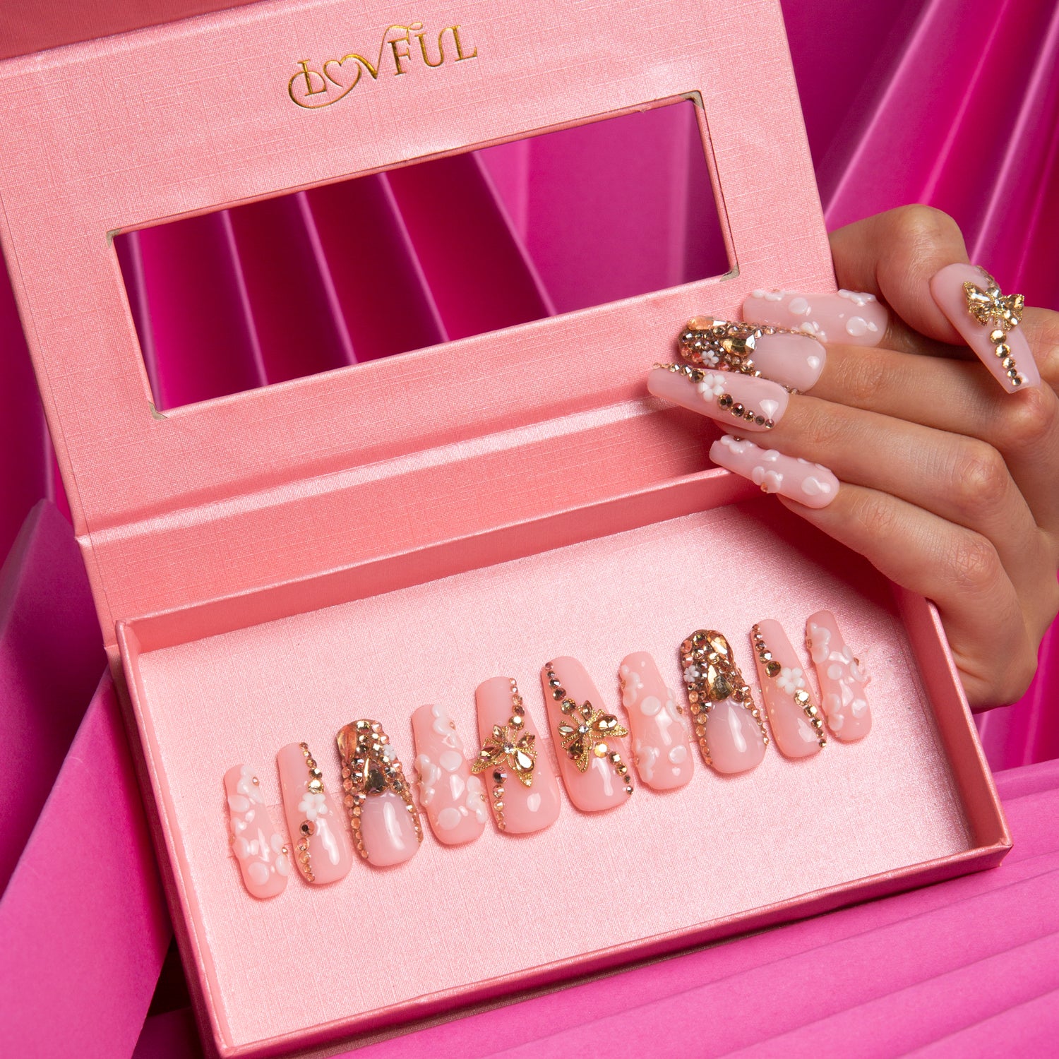 Blush Bloom Handmade Coffin Nails H228