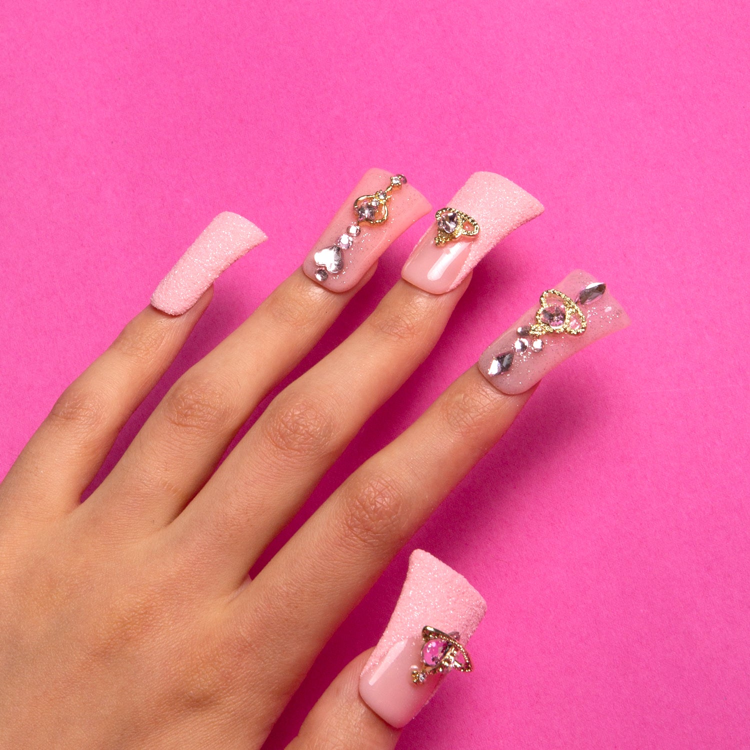 Dreamland Escape Pink Handmade Duck Nails H229