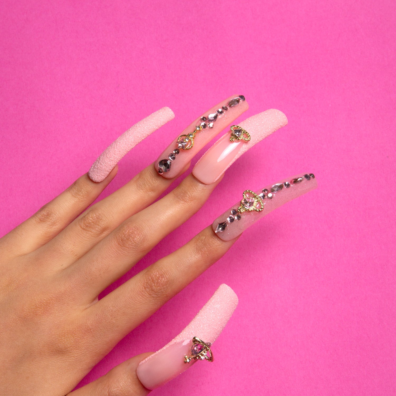 Dreamland Escape Pink Handmade Curve Nails H229