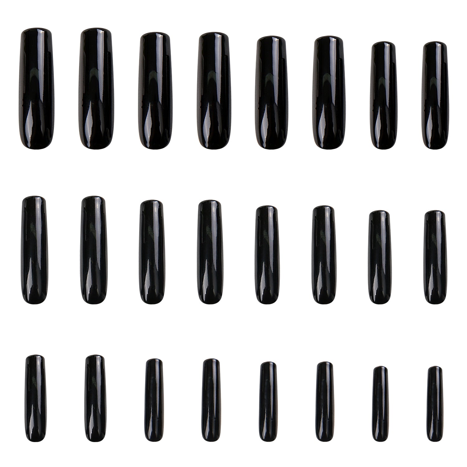 24 pieces of black press-on nails in various sizes from the 'Red Sole' collection