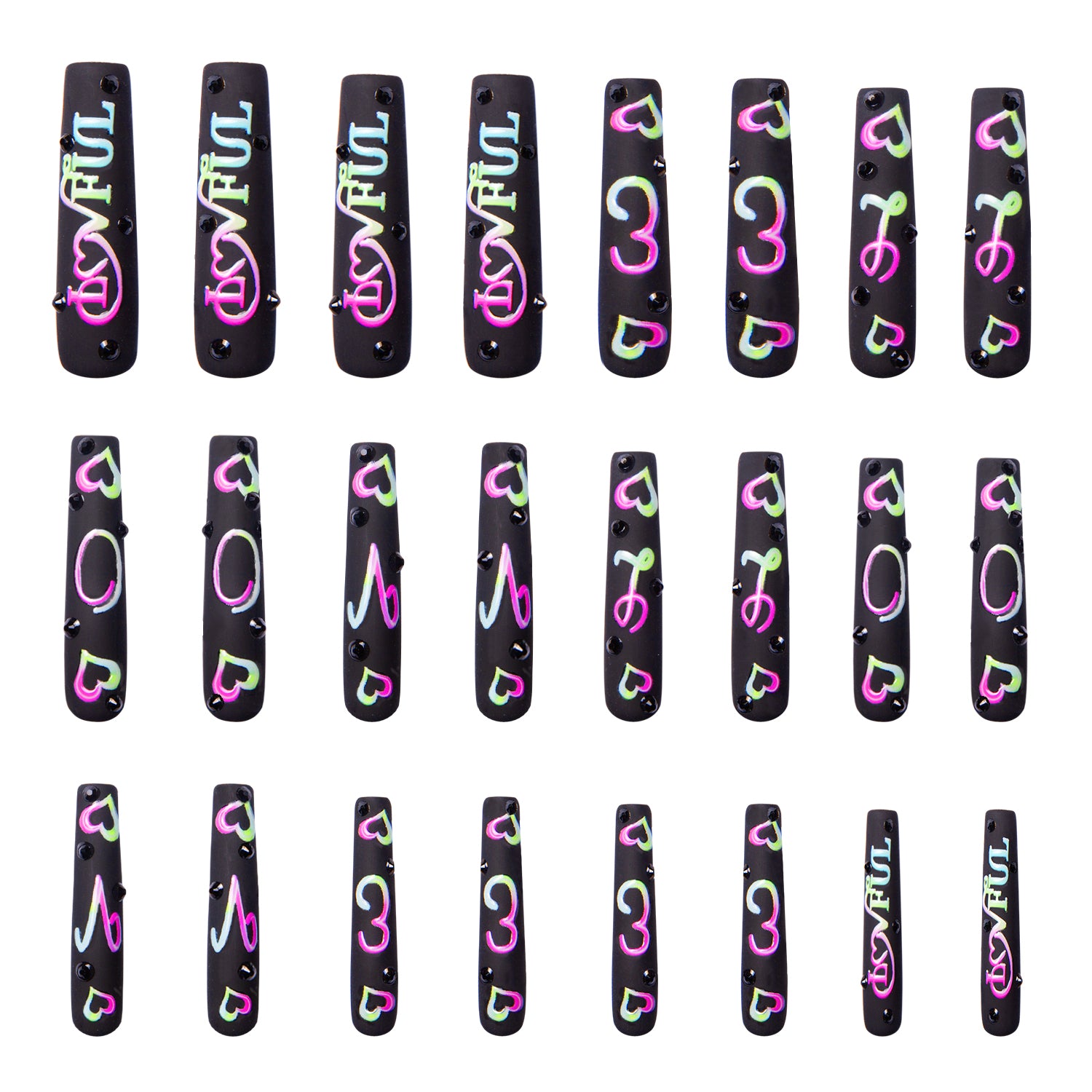 Lovful for Love Handmade Nails GLOW IN THE DARK 24pcs H231