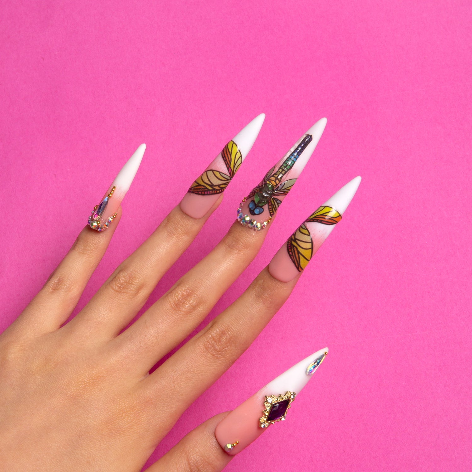 Mystic Wings Handmade Stiletto Nails H232