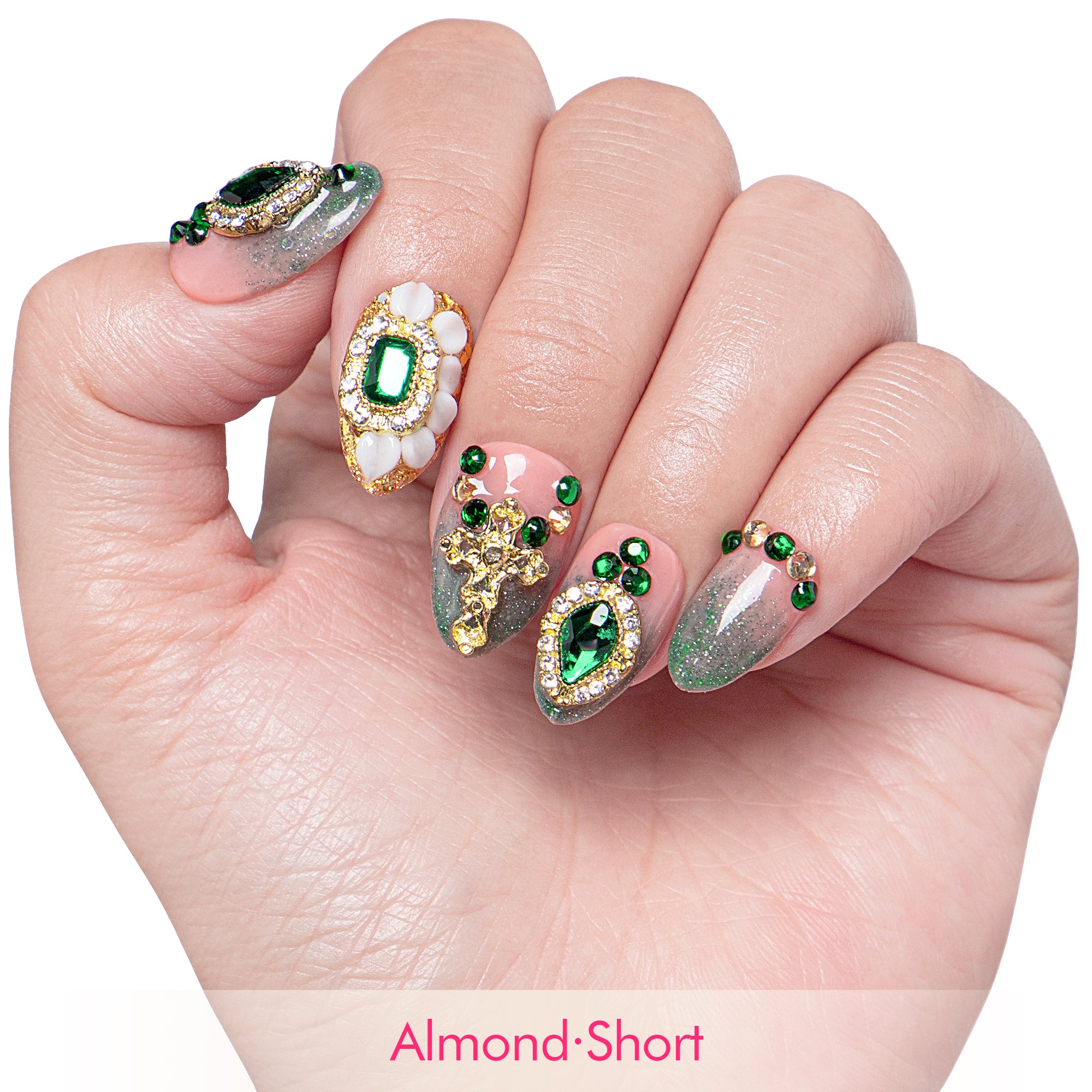 Green Enamel Handmade Nails H235