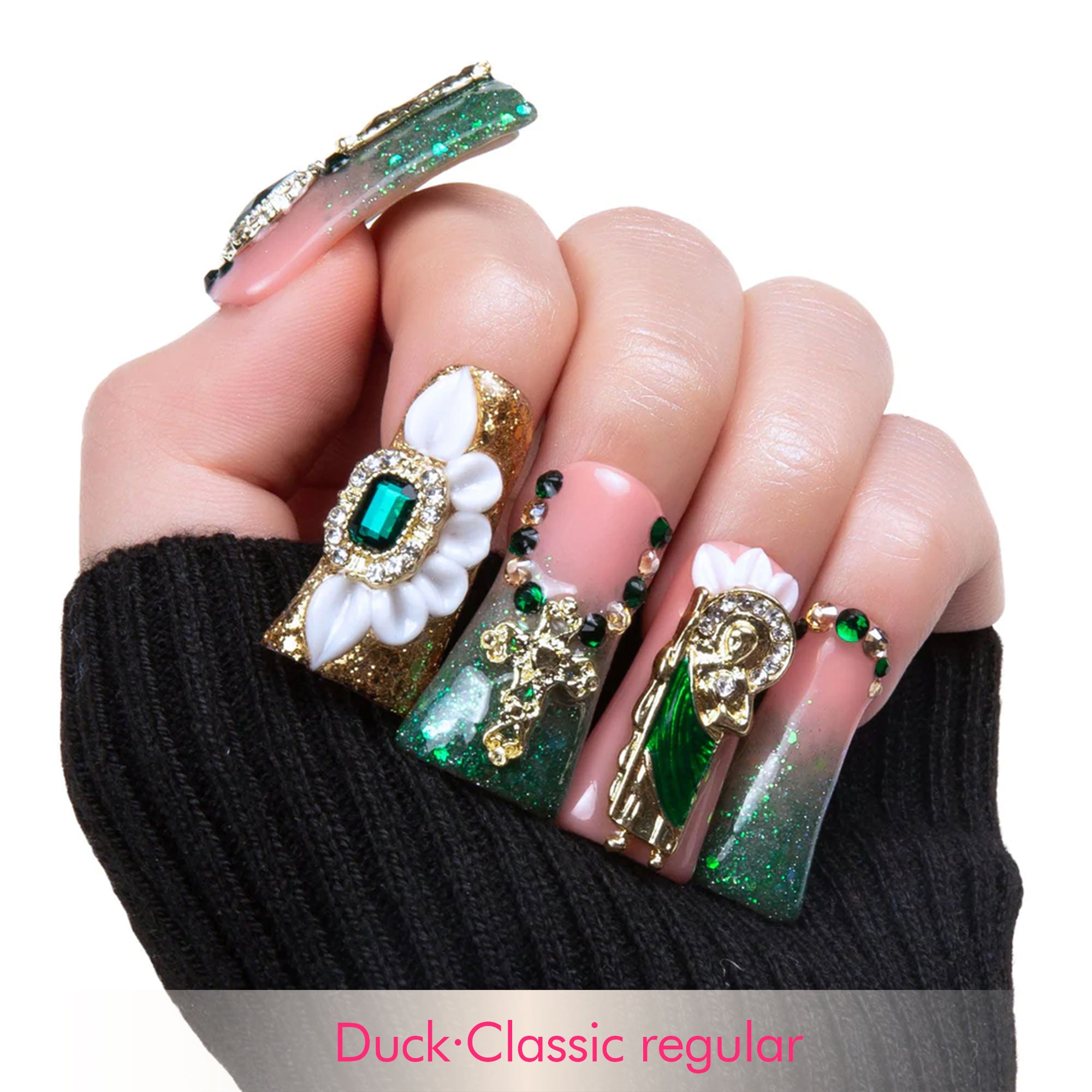Green Enamel Handmade Nails H235