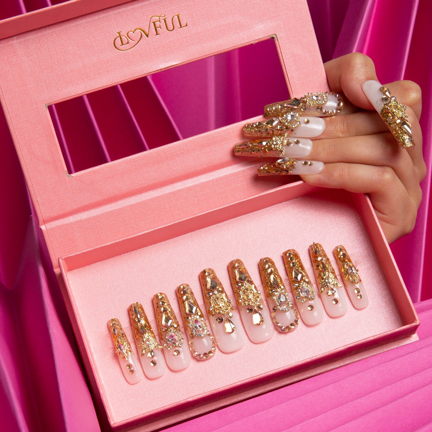 Golden Gala Handmade Coffin Nails H240