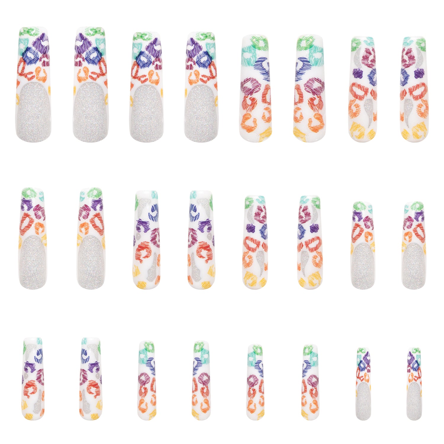 Rainbow Leopard Handmade Nails 24pcs H242