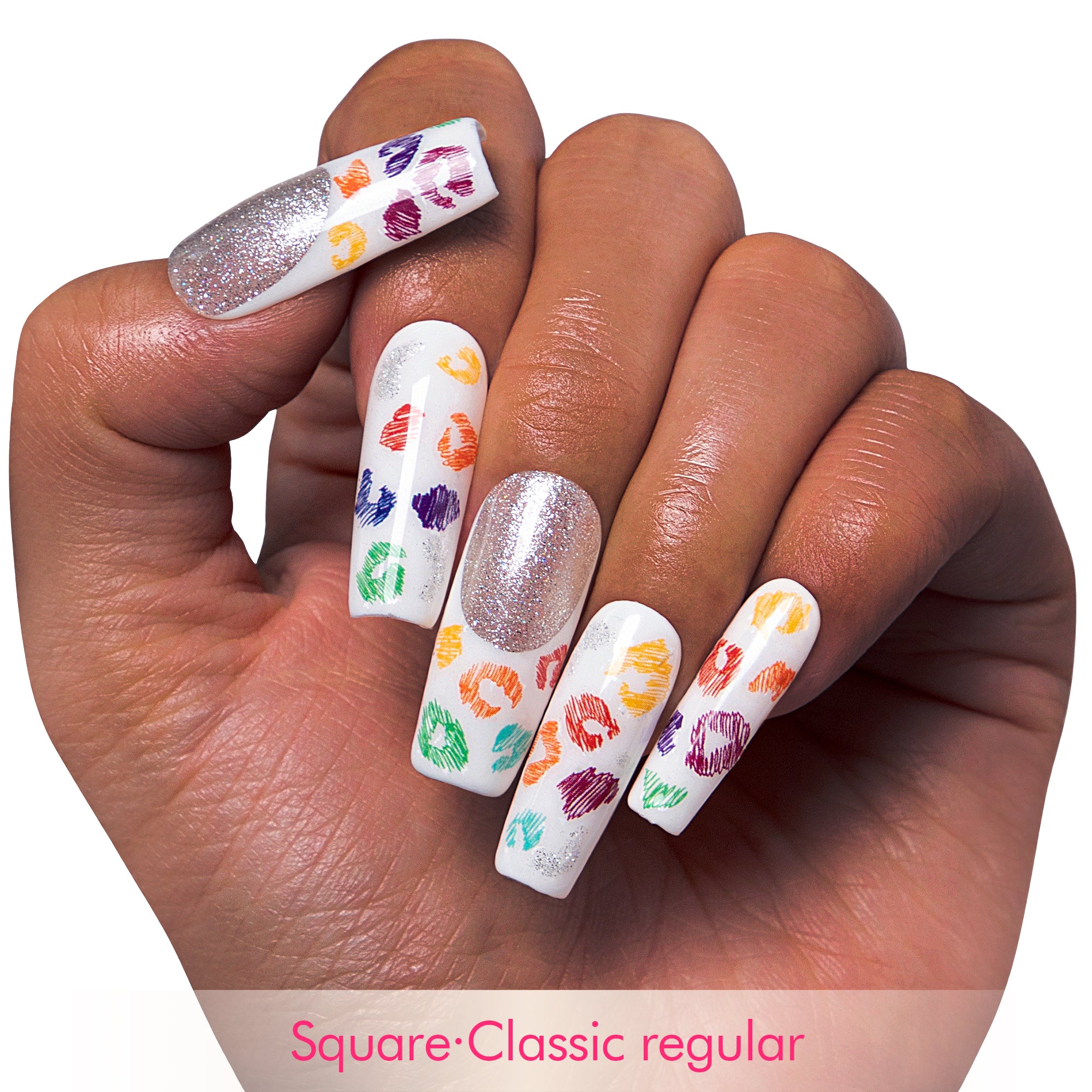 Rainbow Leopard Handmade Nails H242