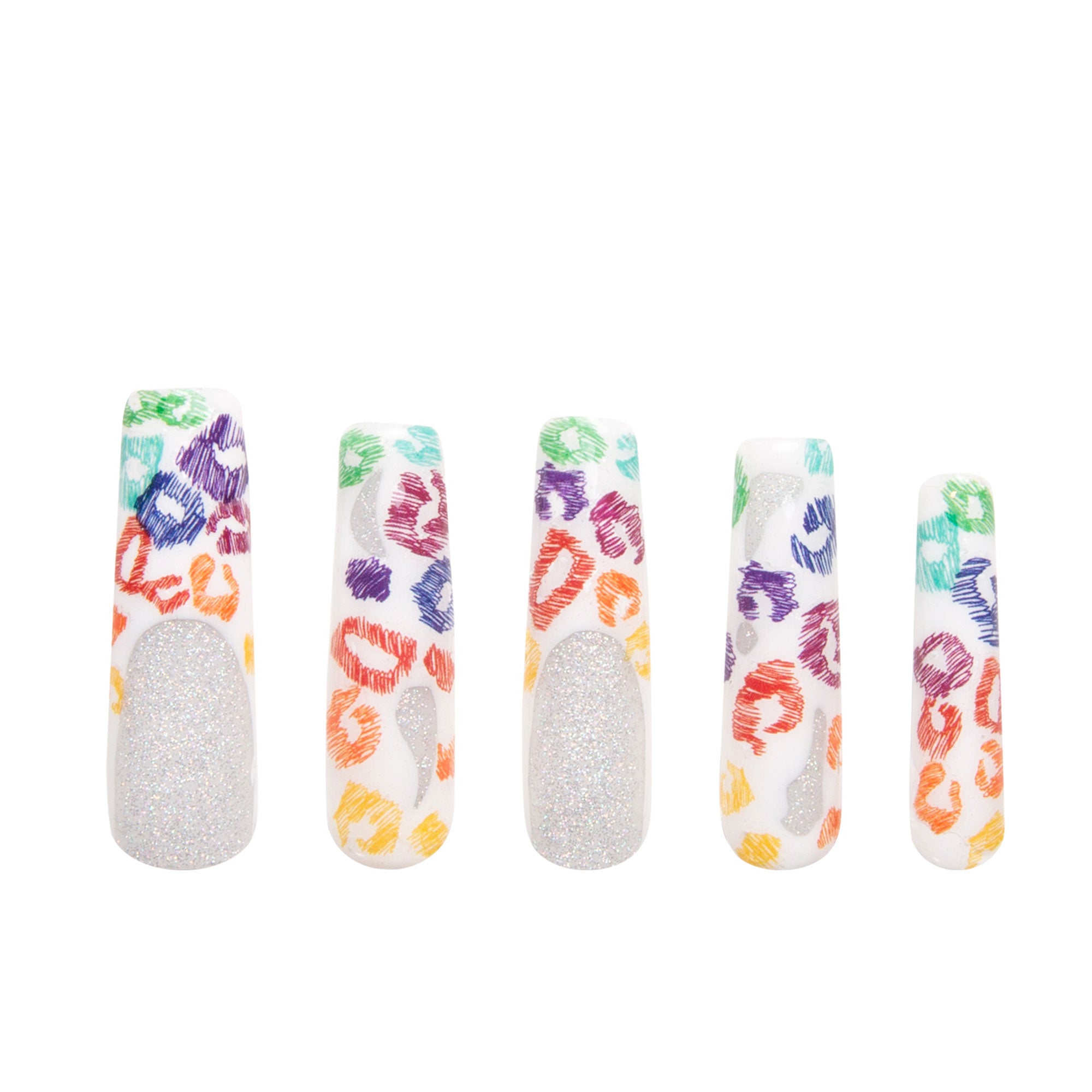 Rainbow Leopard Handmade Nails H242