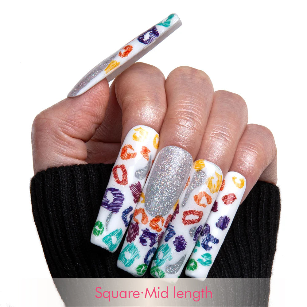 Rainbow Leopard Handmade Nails H242