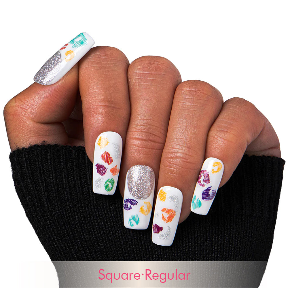 Rainbow Leopard Handmade Nails H242