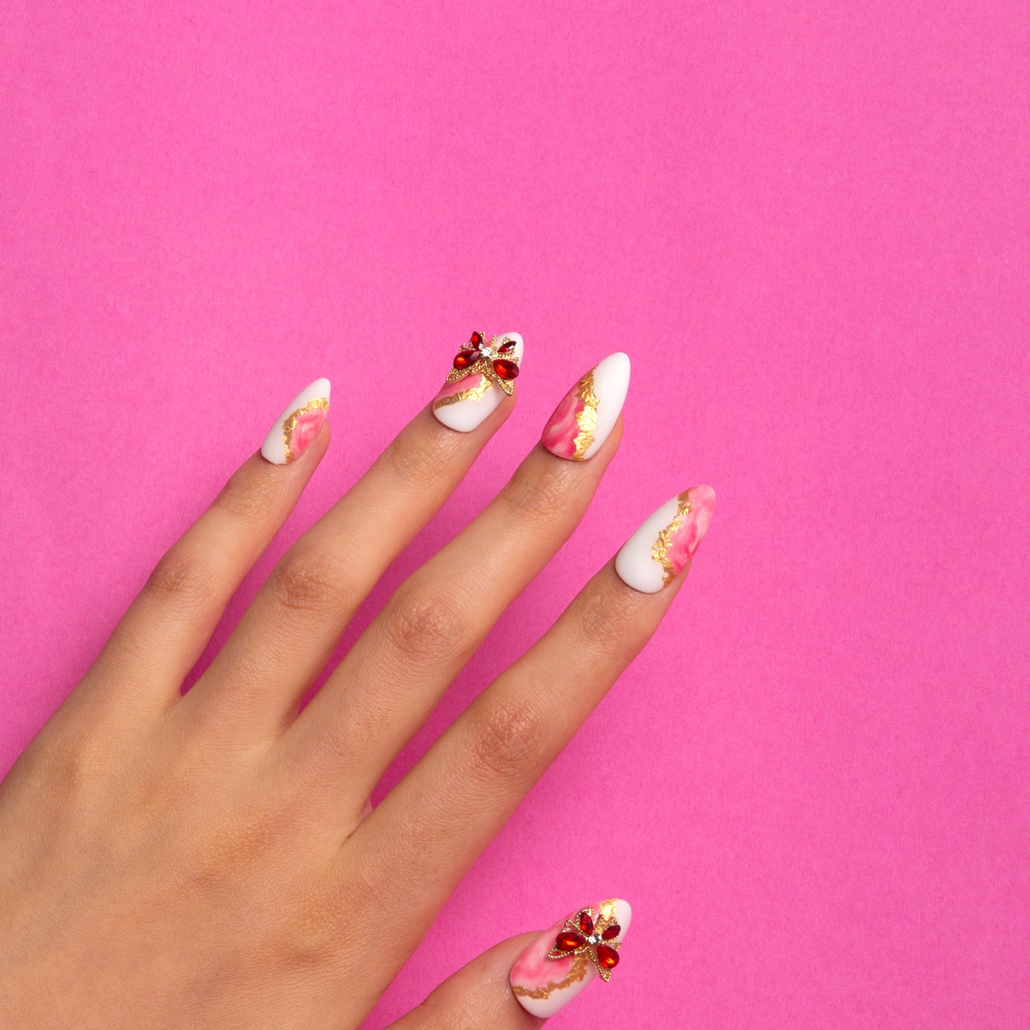 Into The Pink Handmade Almond Nails H243