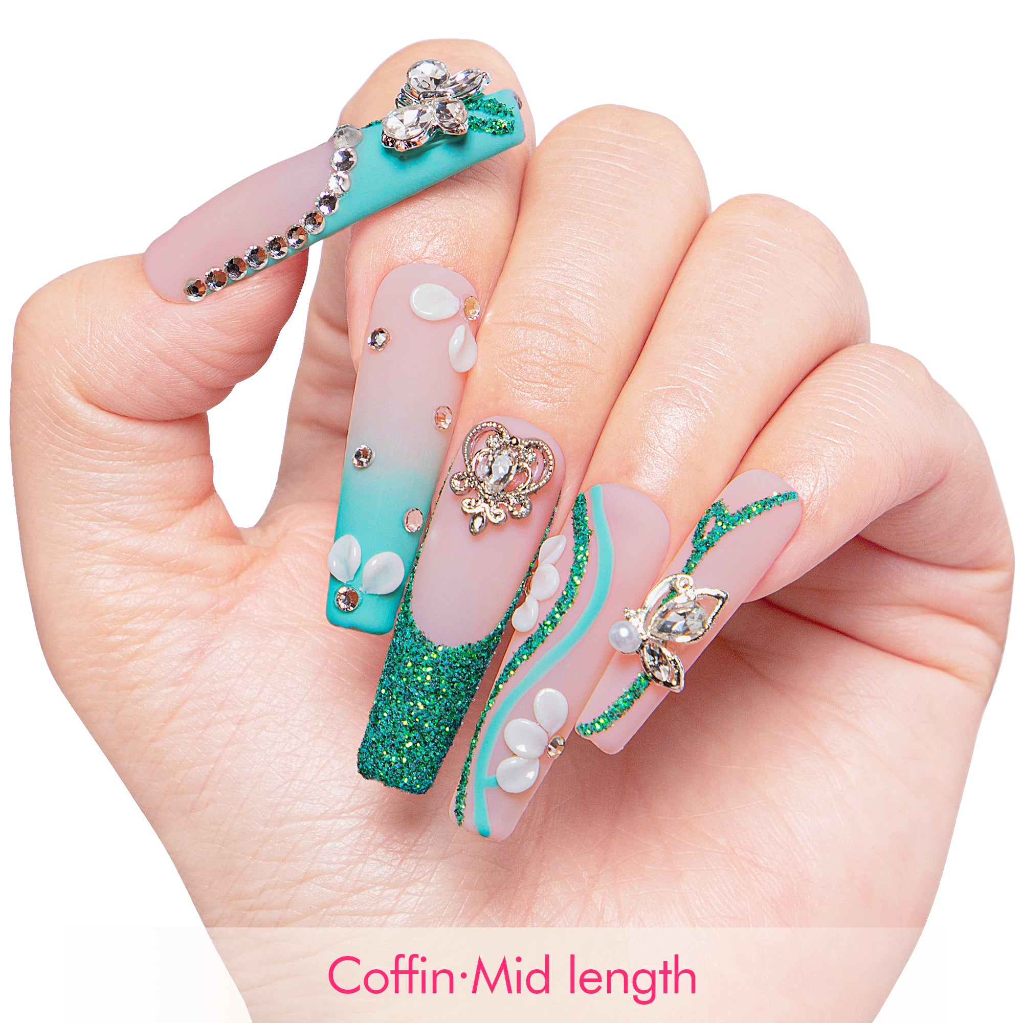 Emerald Vine Handmade Nails H244