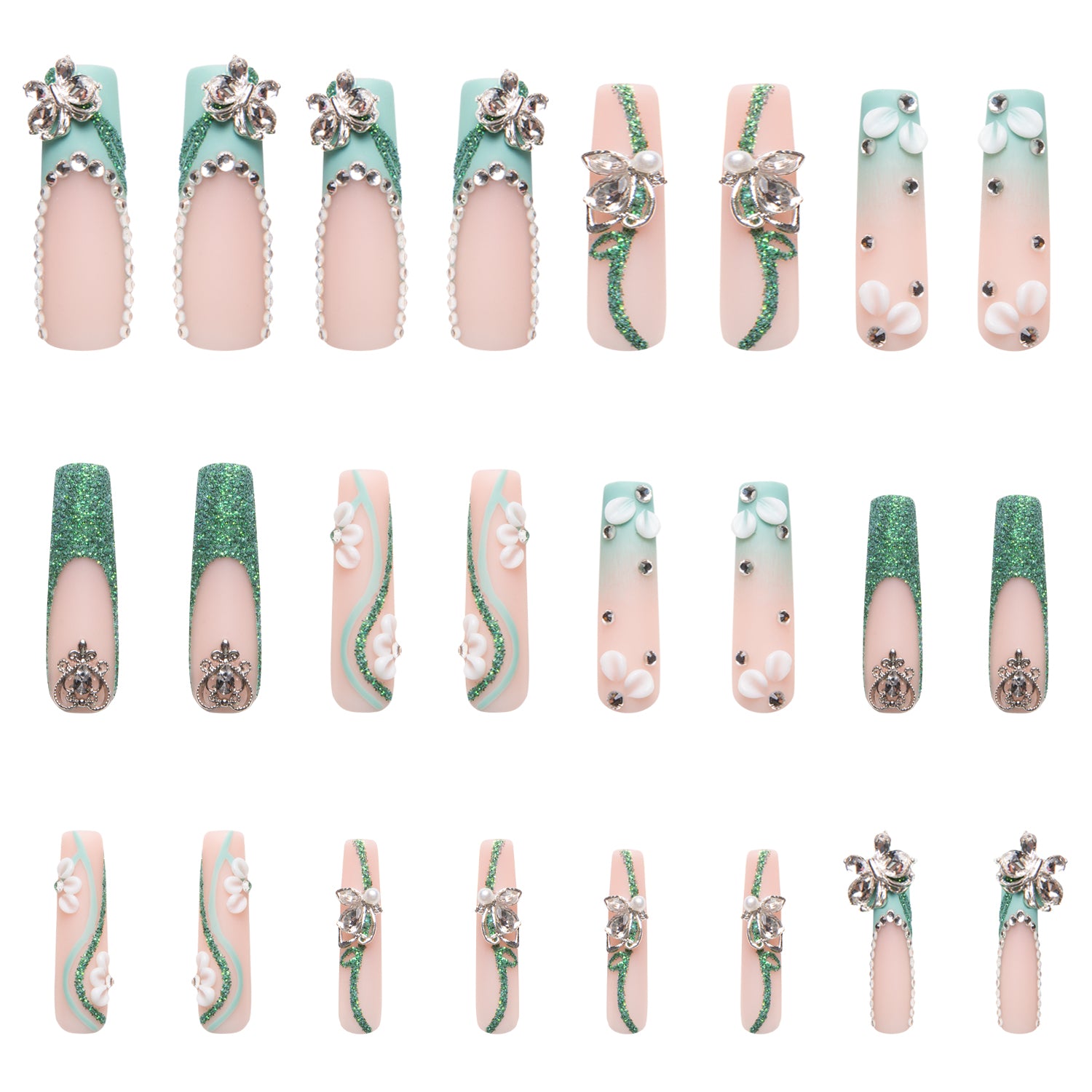 Emerald Vine Handmade Nails 24pcs H244