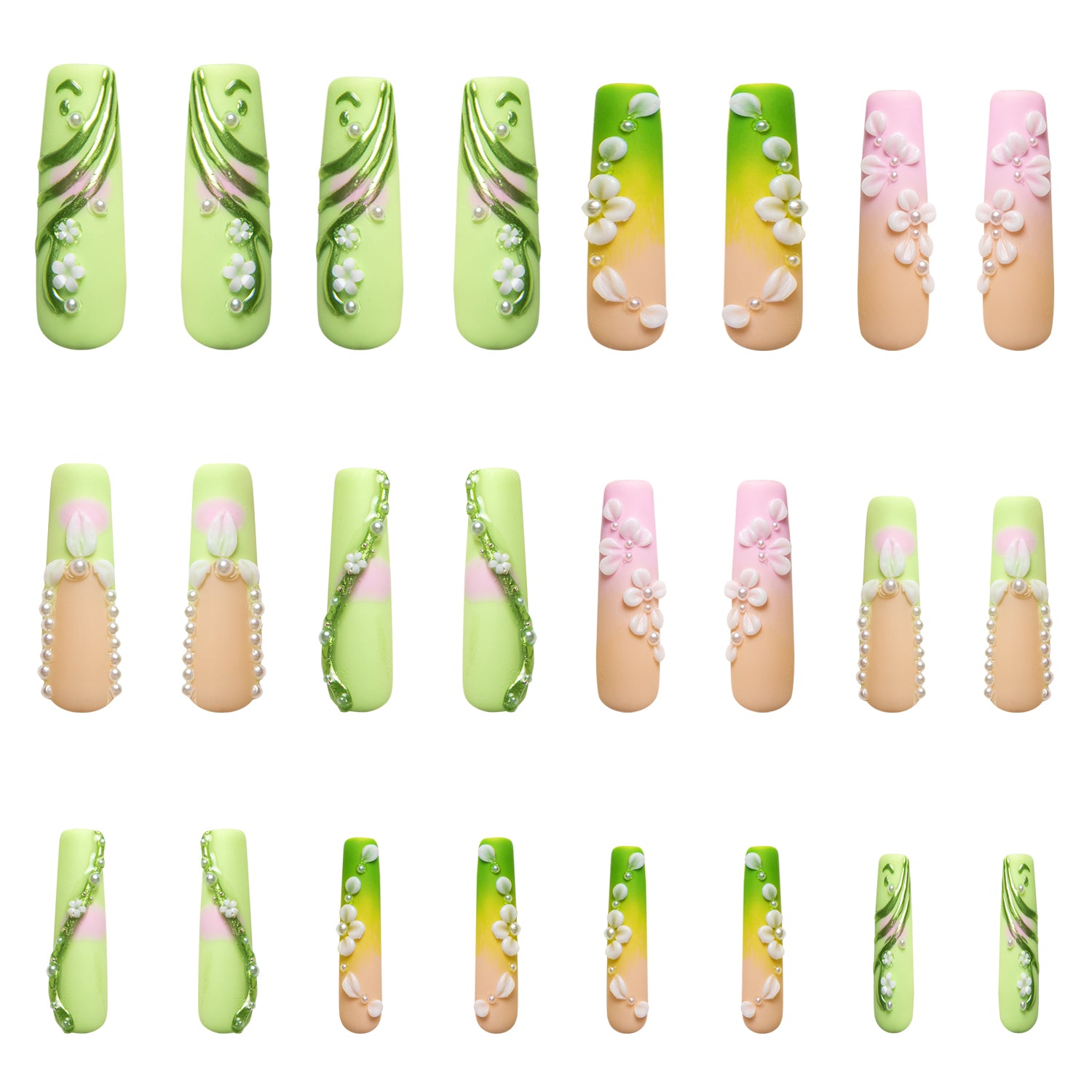 Green Fairy Handmade Nails 24pcs H246