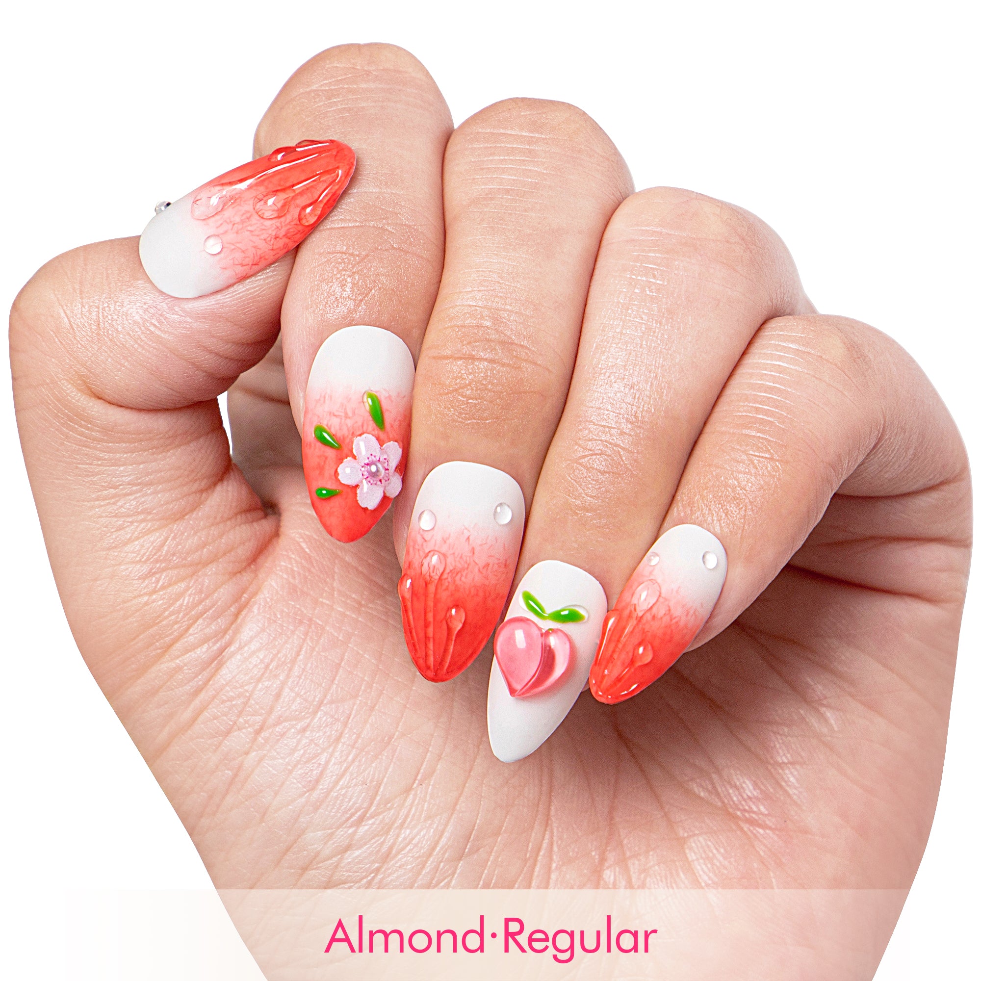 Sparkling Peach Handmade Nails H247