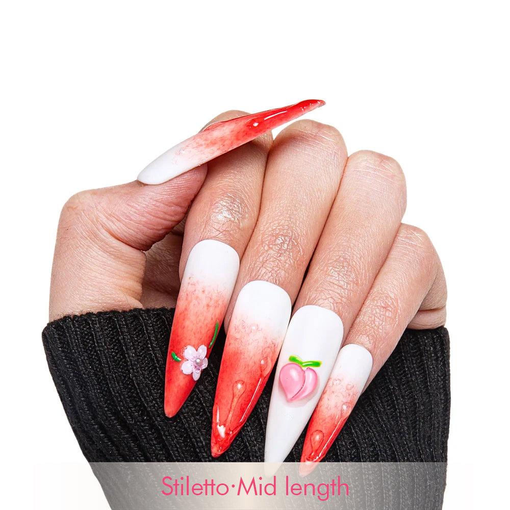 Sparkling Peach Handmade Nails H247