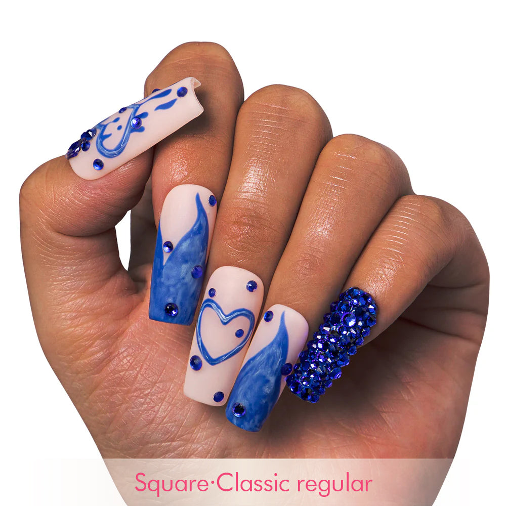 Sapphire Romance Handmade Nails H249