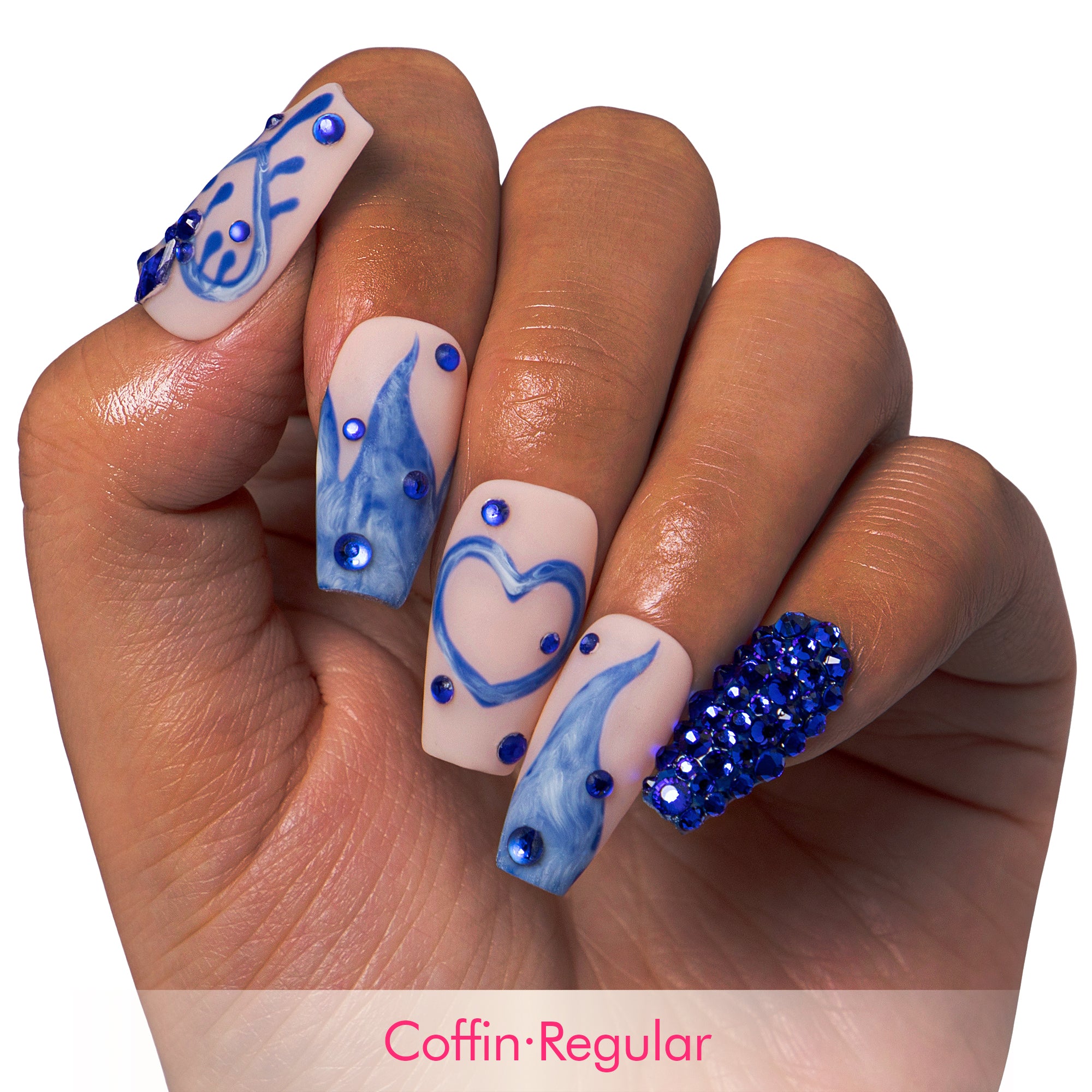 Sapphire Romance Handmade Nails H249