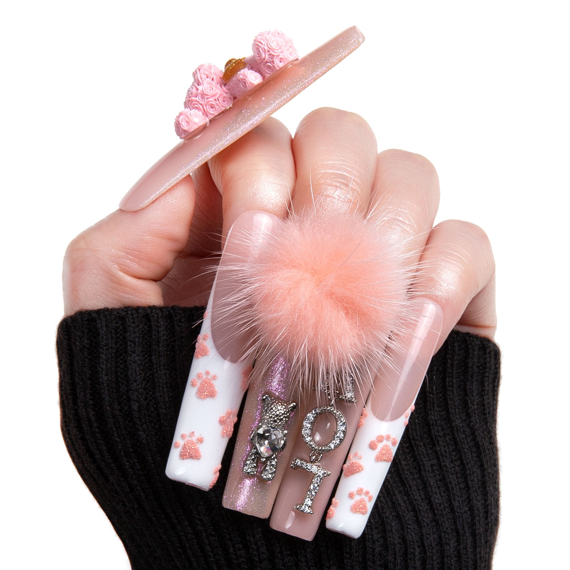 Rose Bear Handmade Nails H251