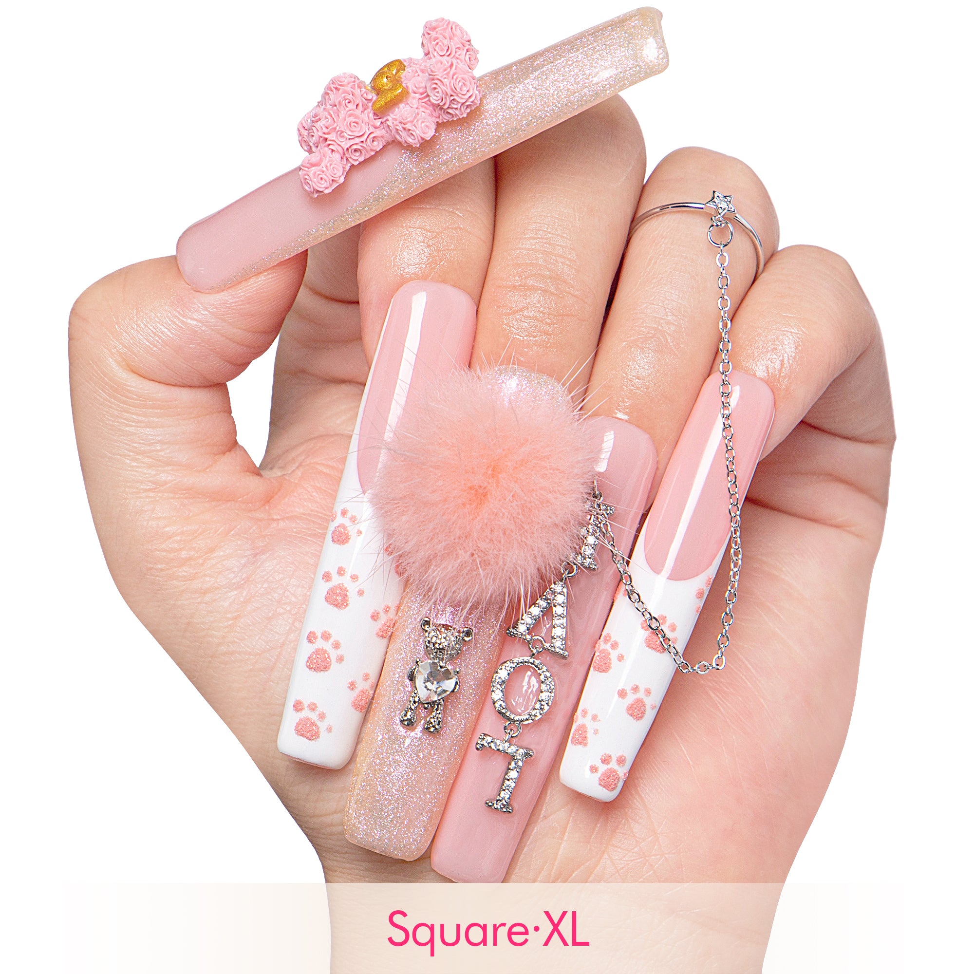 Rose Bear Handmade Nails H251