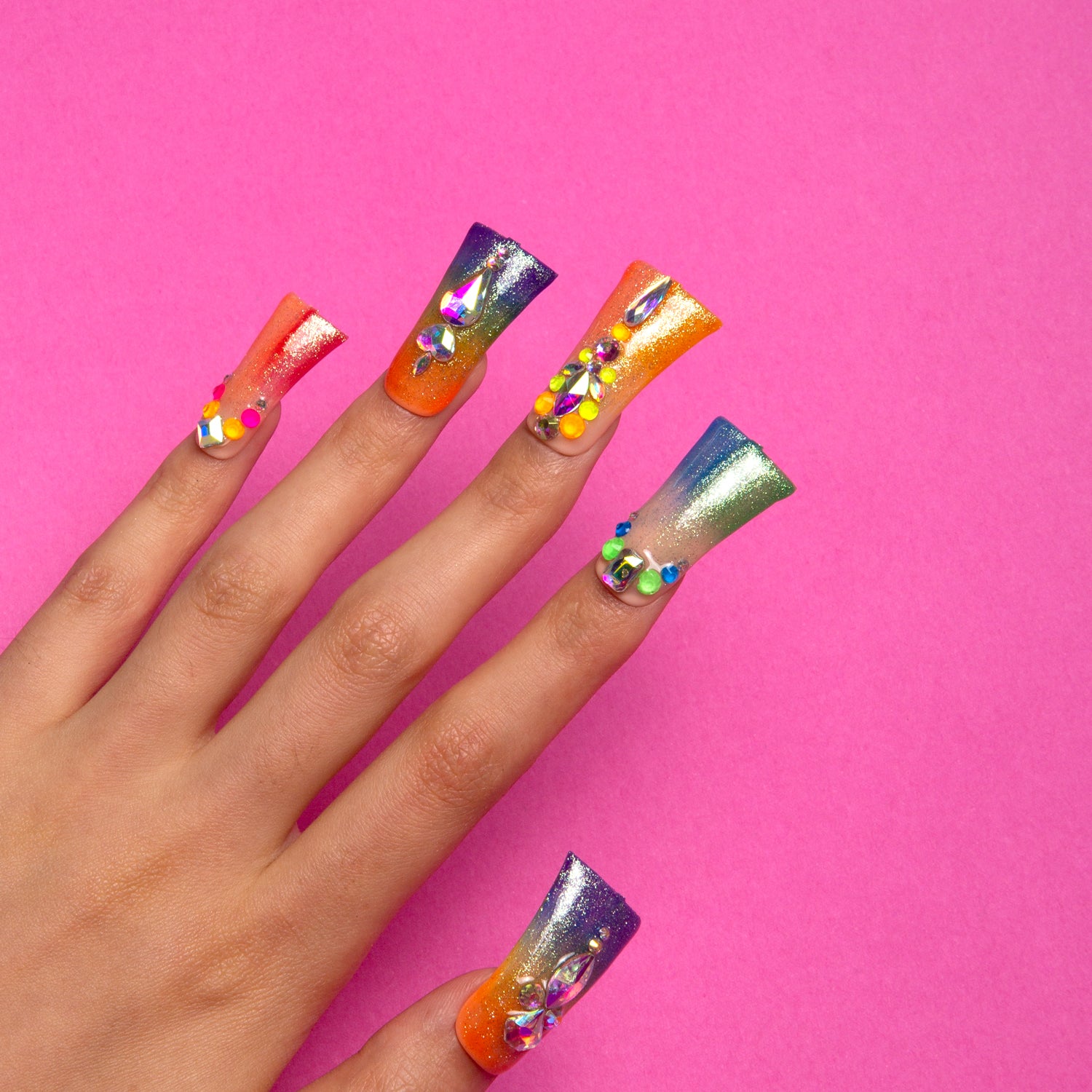 Rainbow Glass Handmade Duck Nails H252