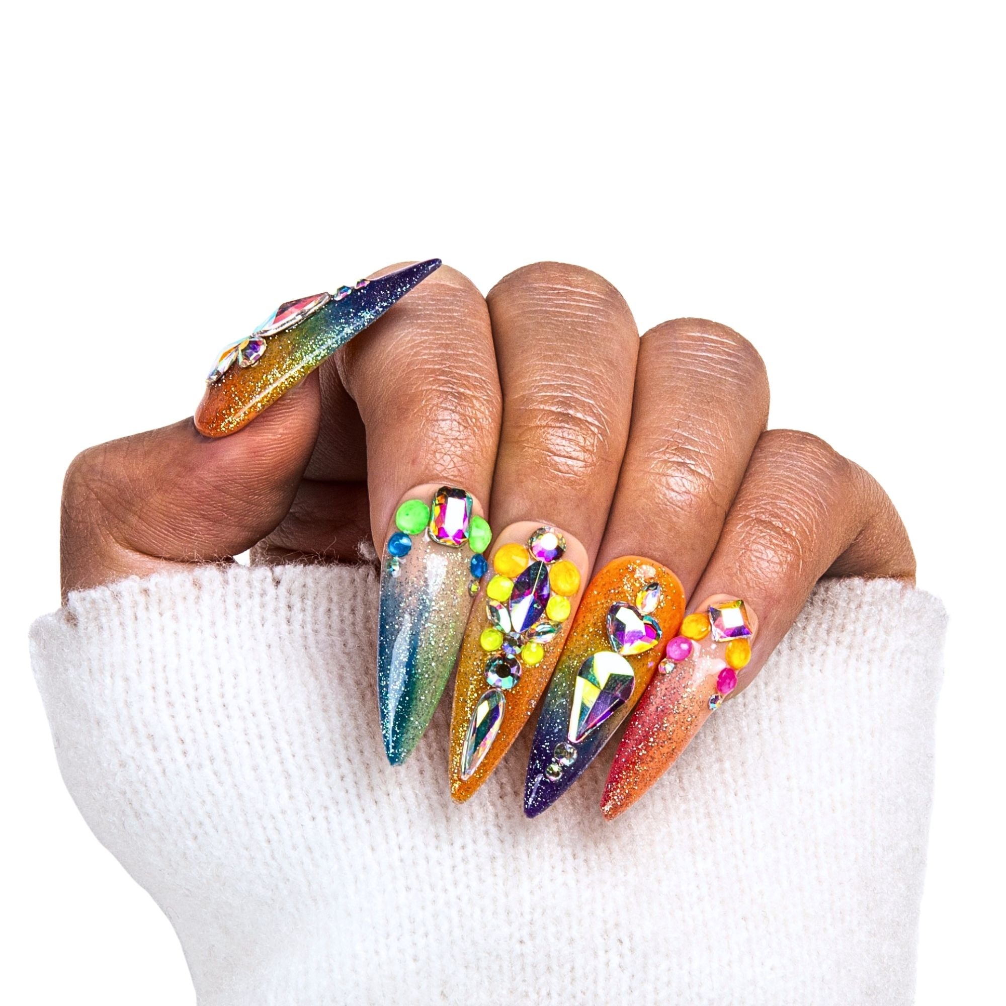 Rainbow Glass Handmade Nails H252