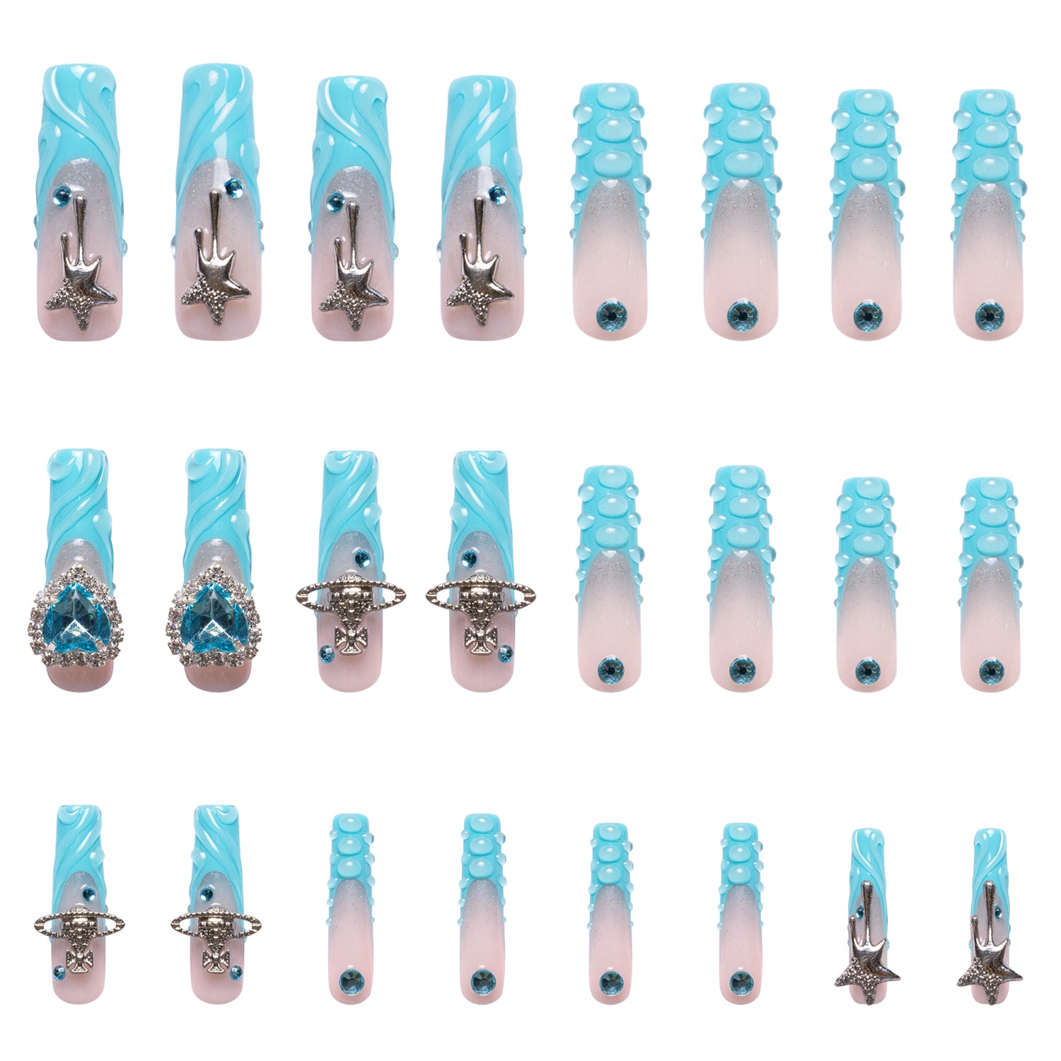 The Heart of the Ocean Handmade Nails 24pcs H254