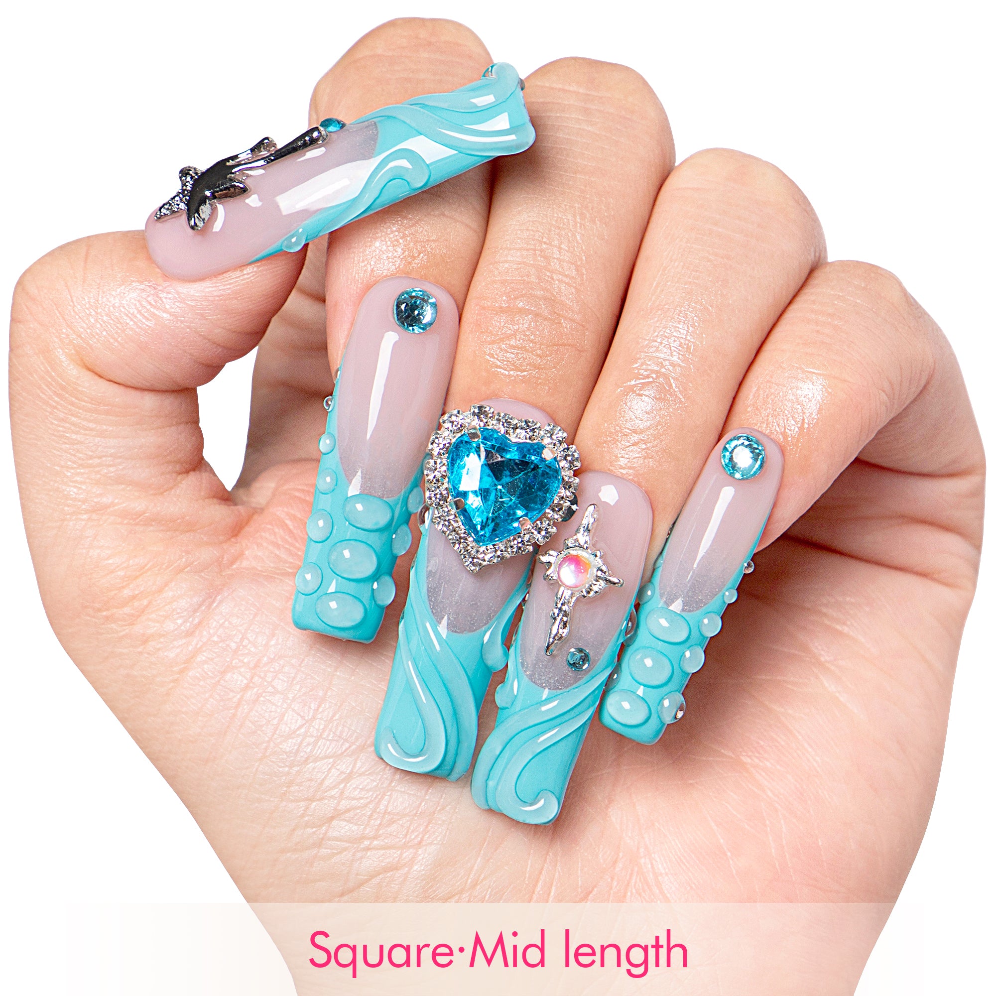 The Heart of the Ocean Handmade Nails H254