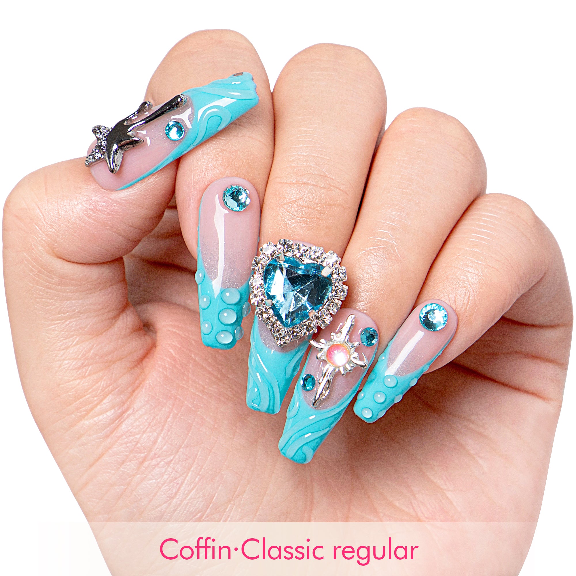 The Heart of the Ocean Handmade Nails H254