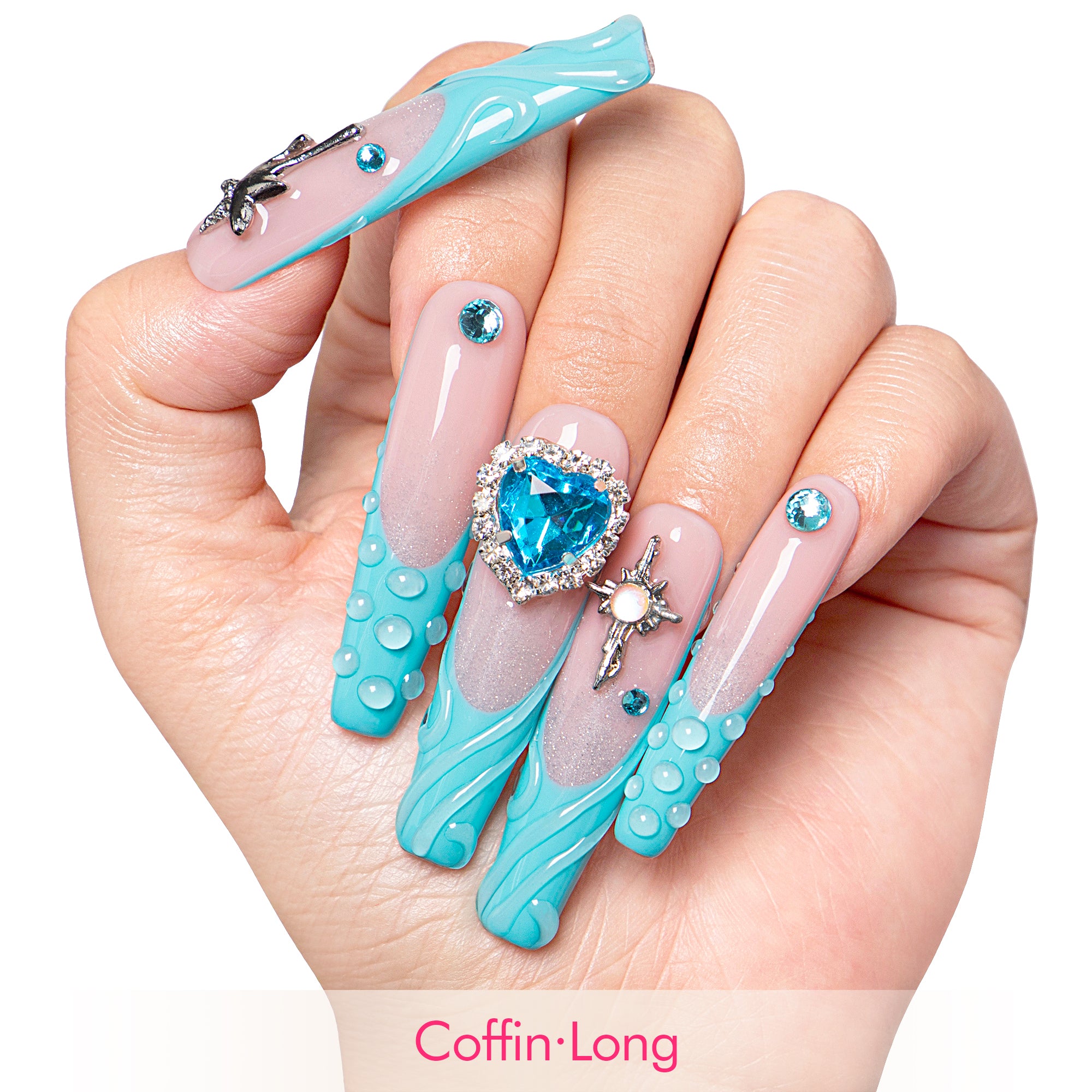 The Heart of the Ocean Handmade Nails H254