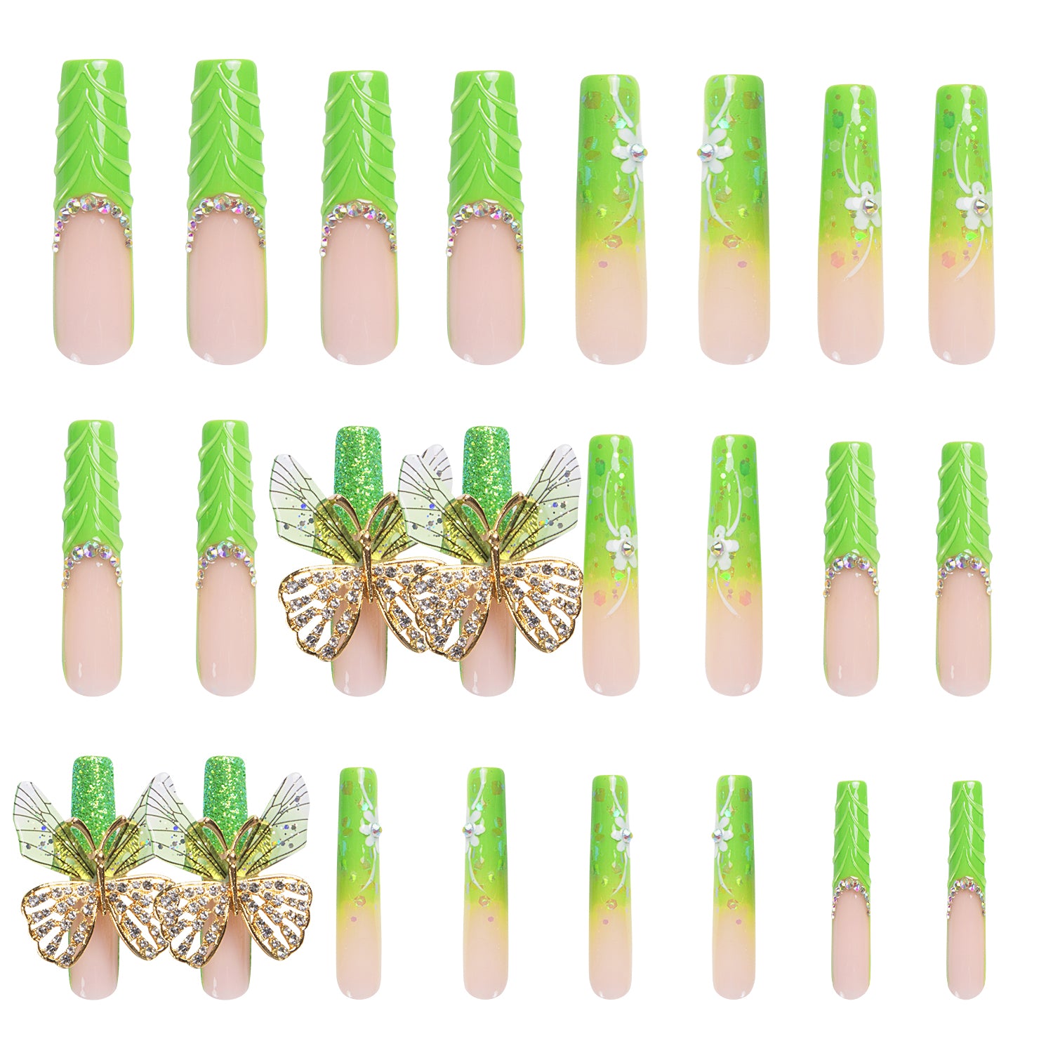 Butterfly Kiss Handmade Nails 24pcs H255