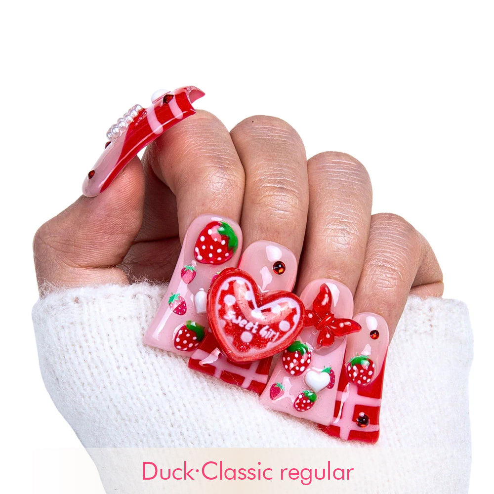 Dreamy Strawberry Garden Handmade Nails H256