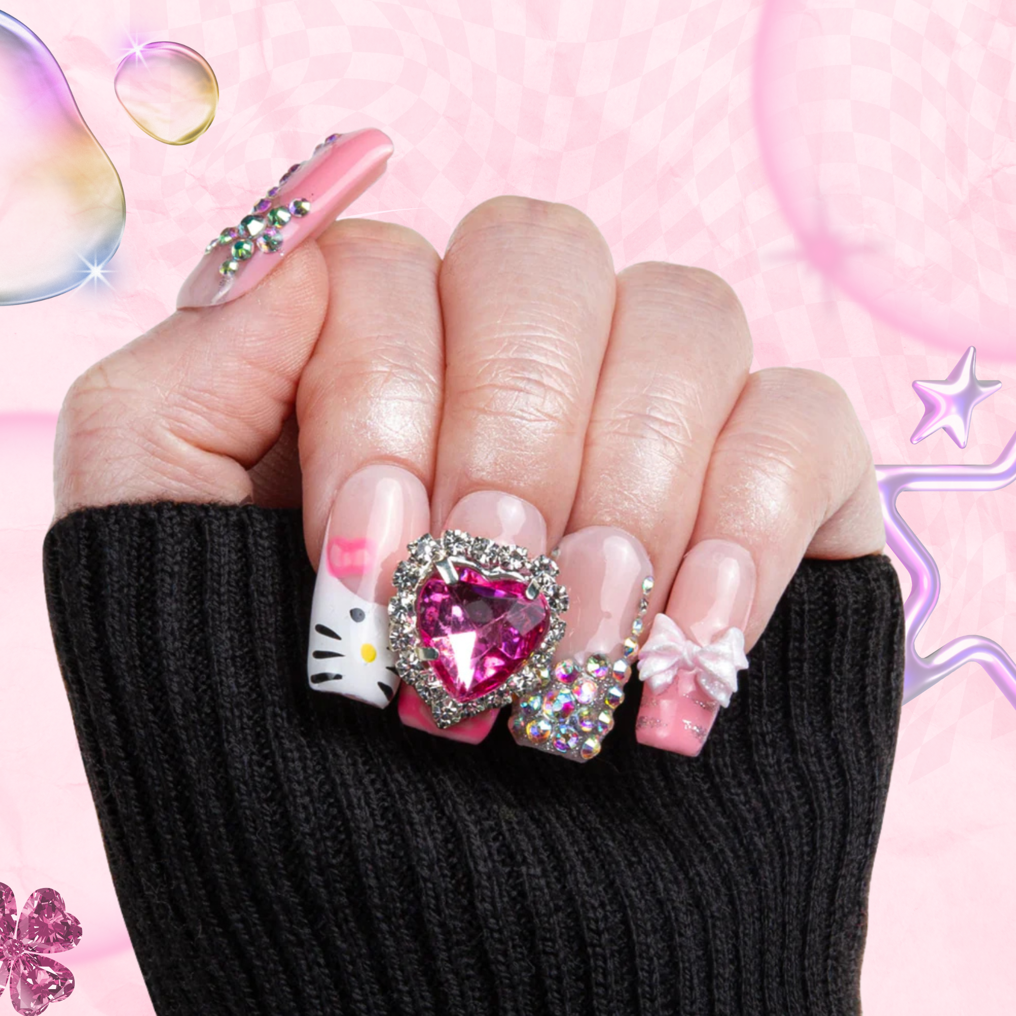 Rocking Kitty Handmade Nails H257