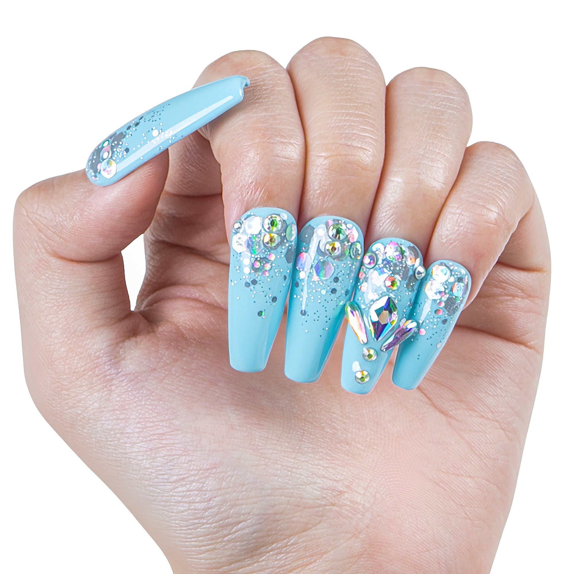 Clubbing Cinderella Handmade Nails GLOW IN THE DARK H25