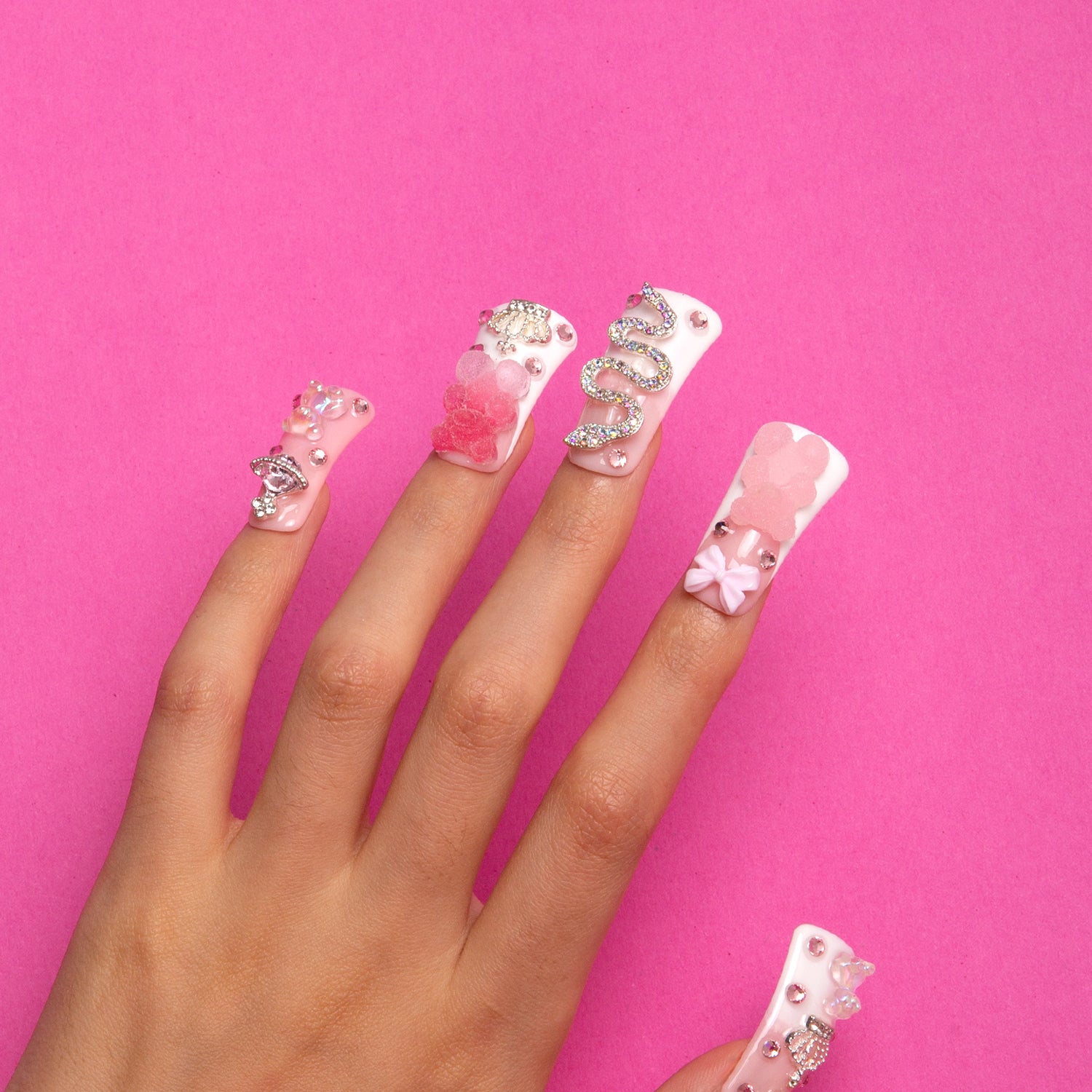 Gummy Bear Glam Handmade Duck Nails H26 RTS