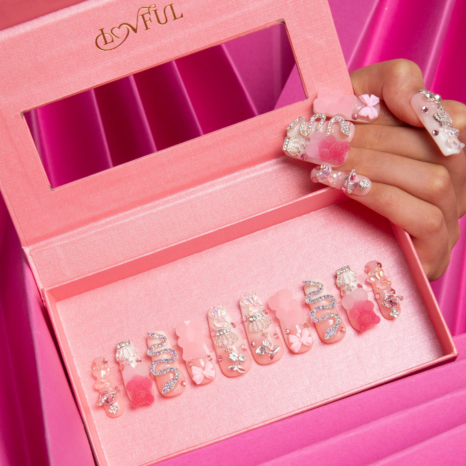 Gummy Bear Glam Handmade Coffin Nails H26