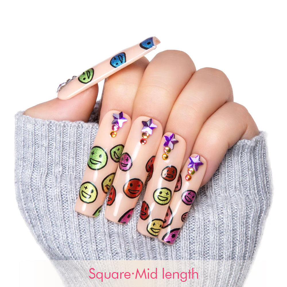 Galactic Smiley Handmade Nails H260