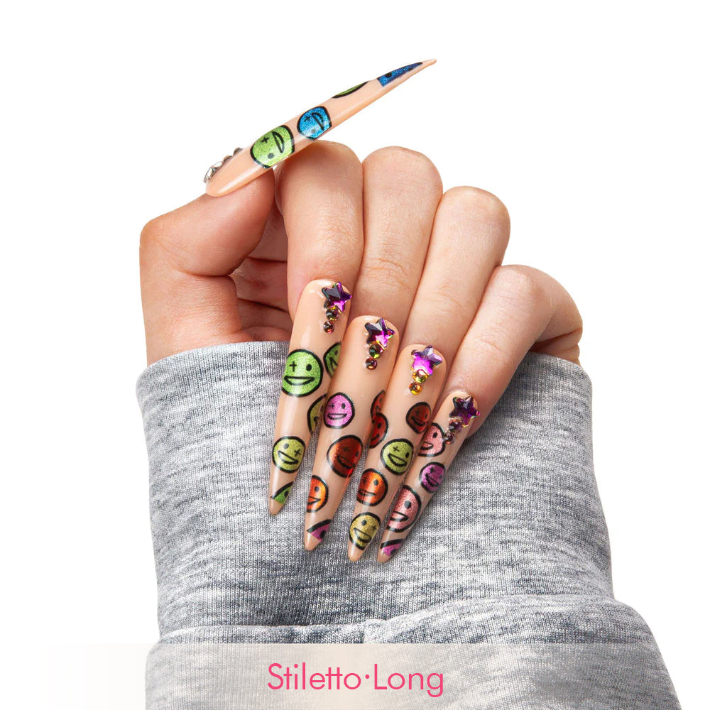 Galactic Smiley Handmade Nails H260