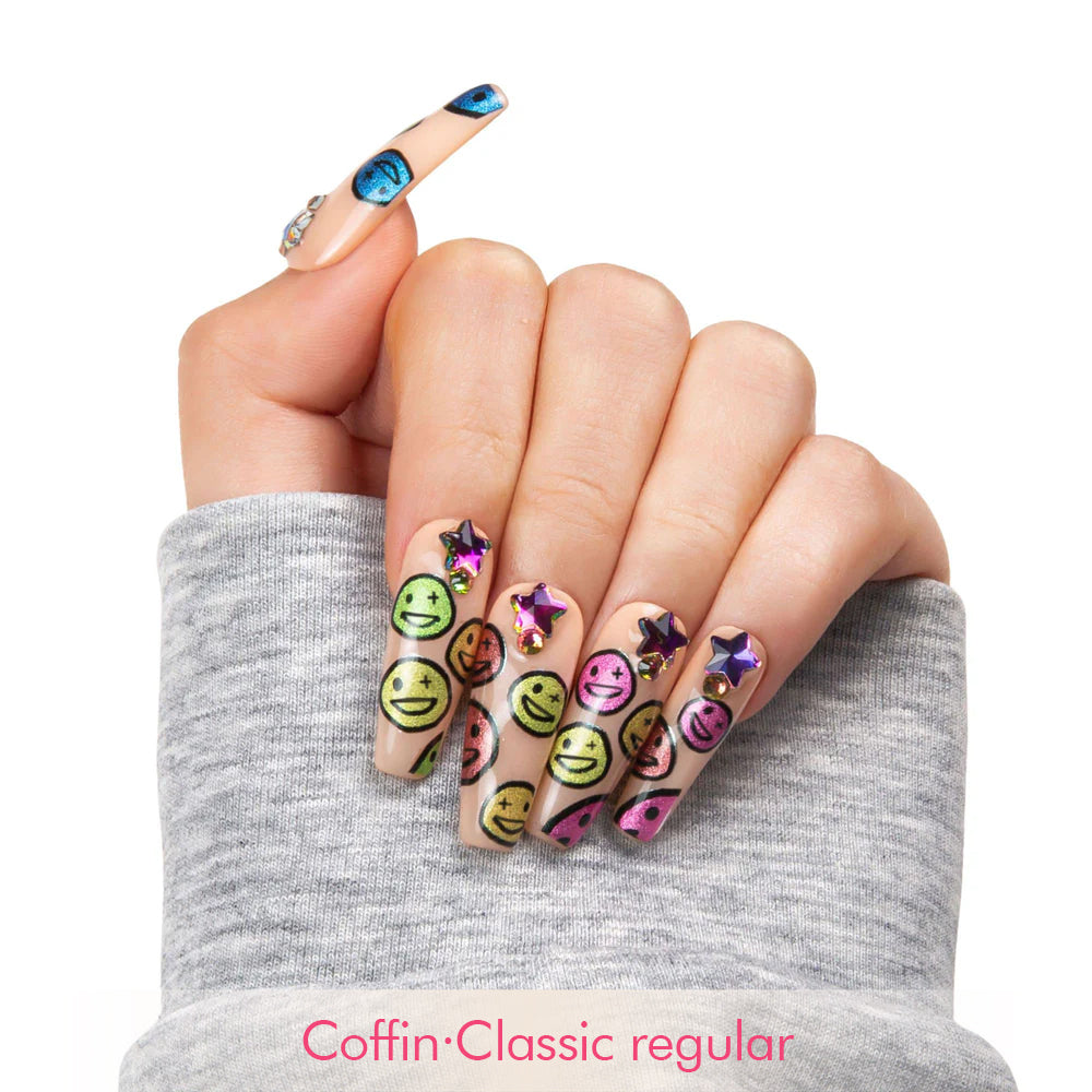 Galactic Smiley Handmade Nails H260