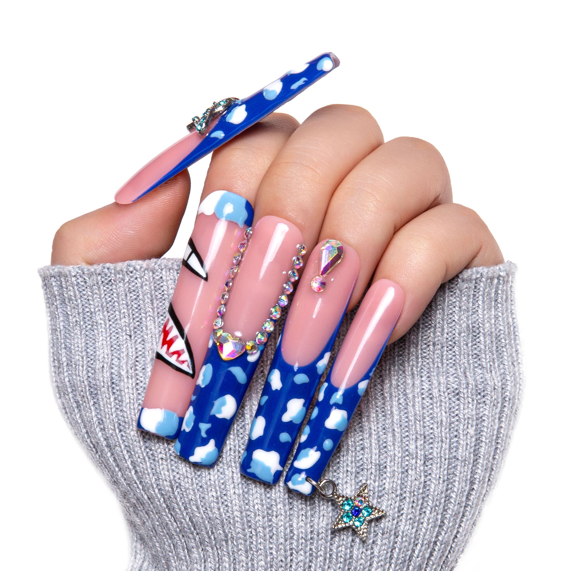 Royal Blue Sky Handmade Nails H262