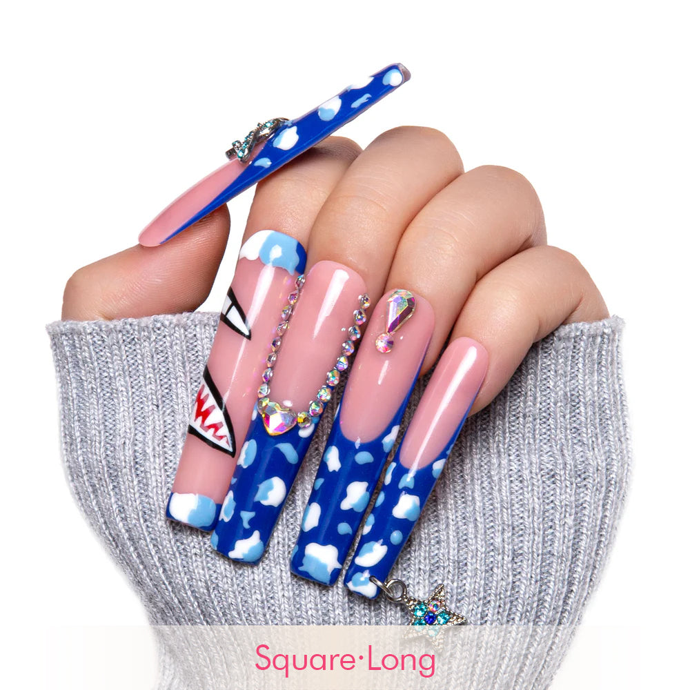 Royal Blue Sky Handmade Nails H262